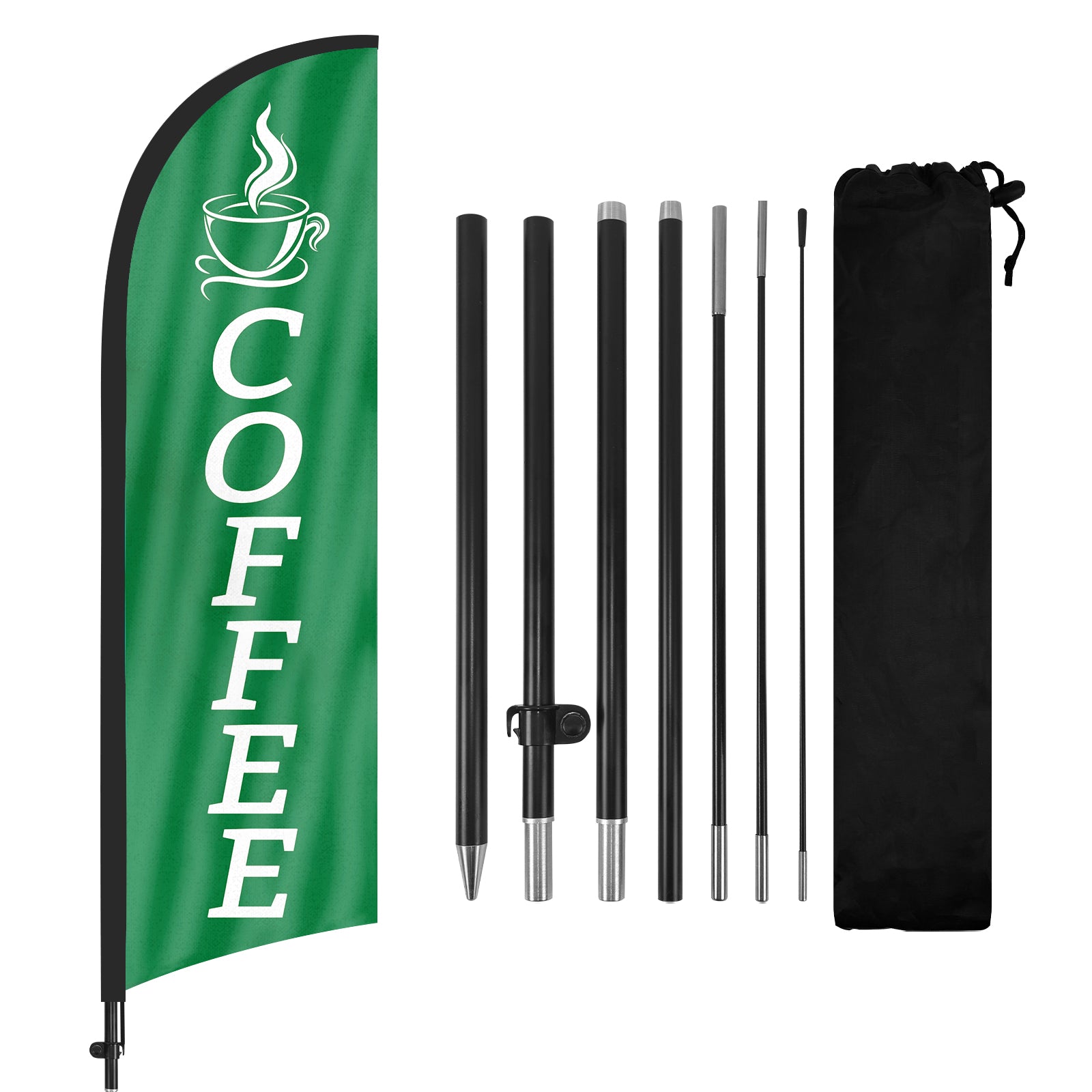 8ft Coffee Feather Flag Kit with Pole and Stake