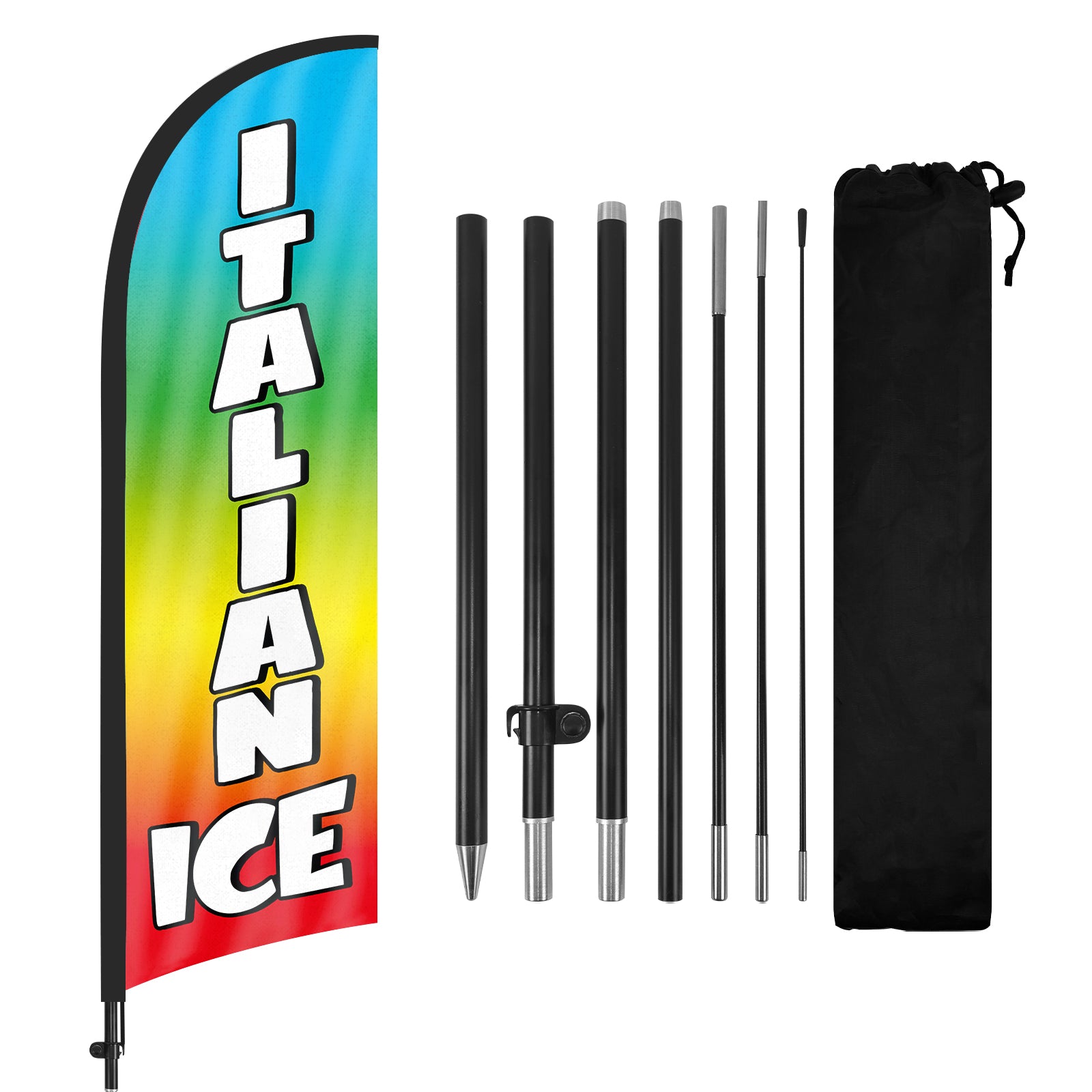 8ft Italian Ice Yellow Feather Flag with Pole and Stake