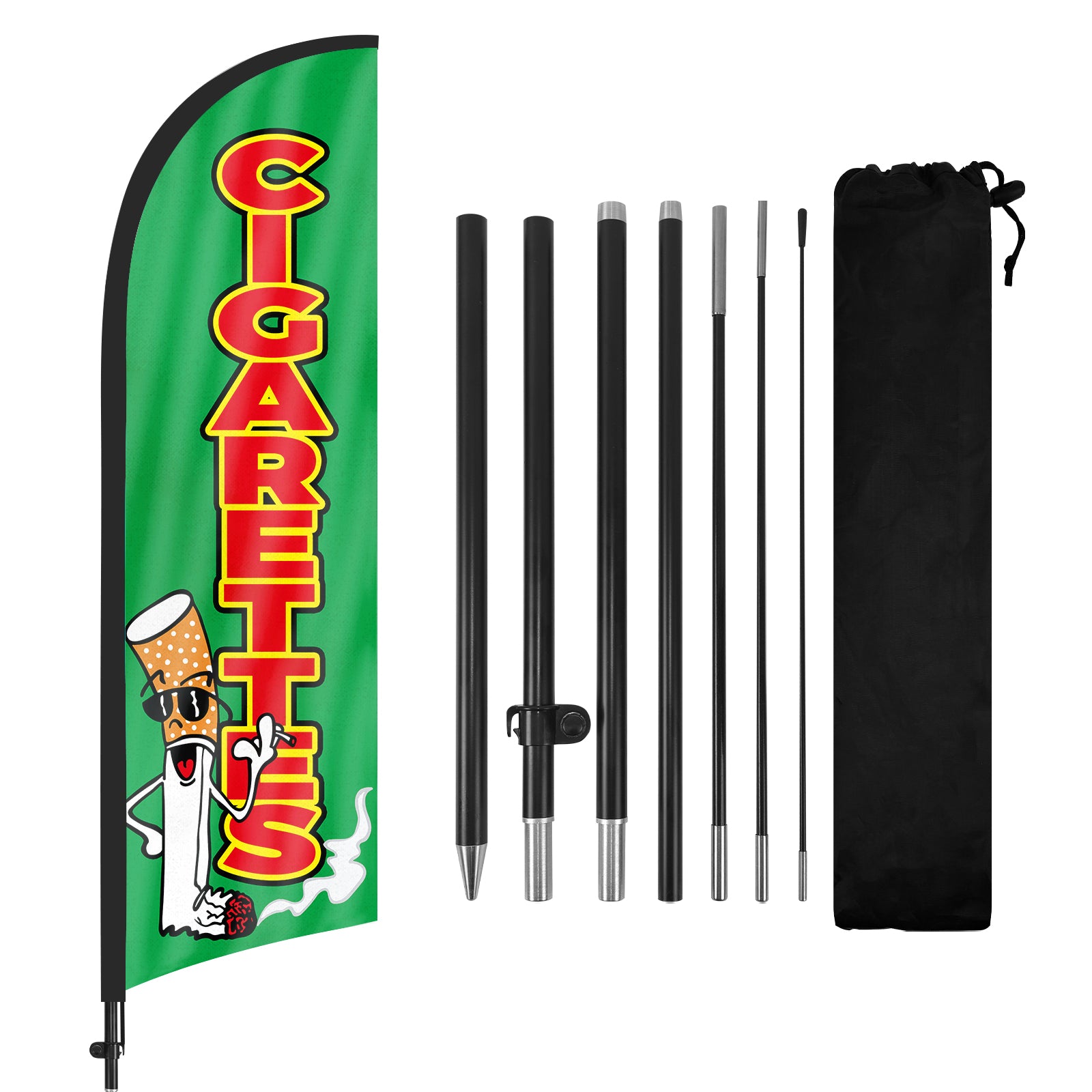 8ft Cigarettes Green Feather Flag Pole Kit