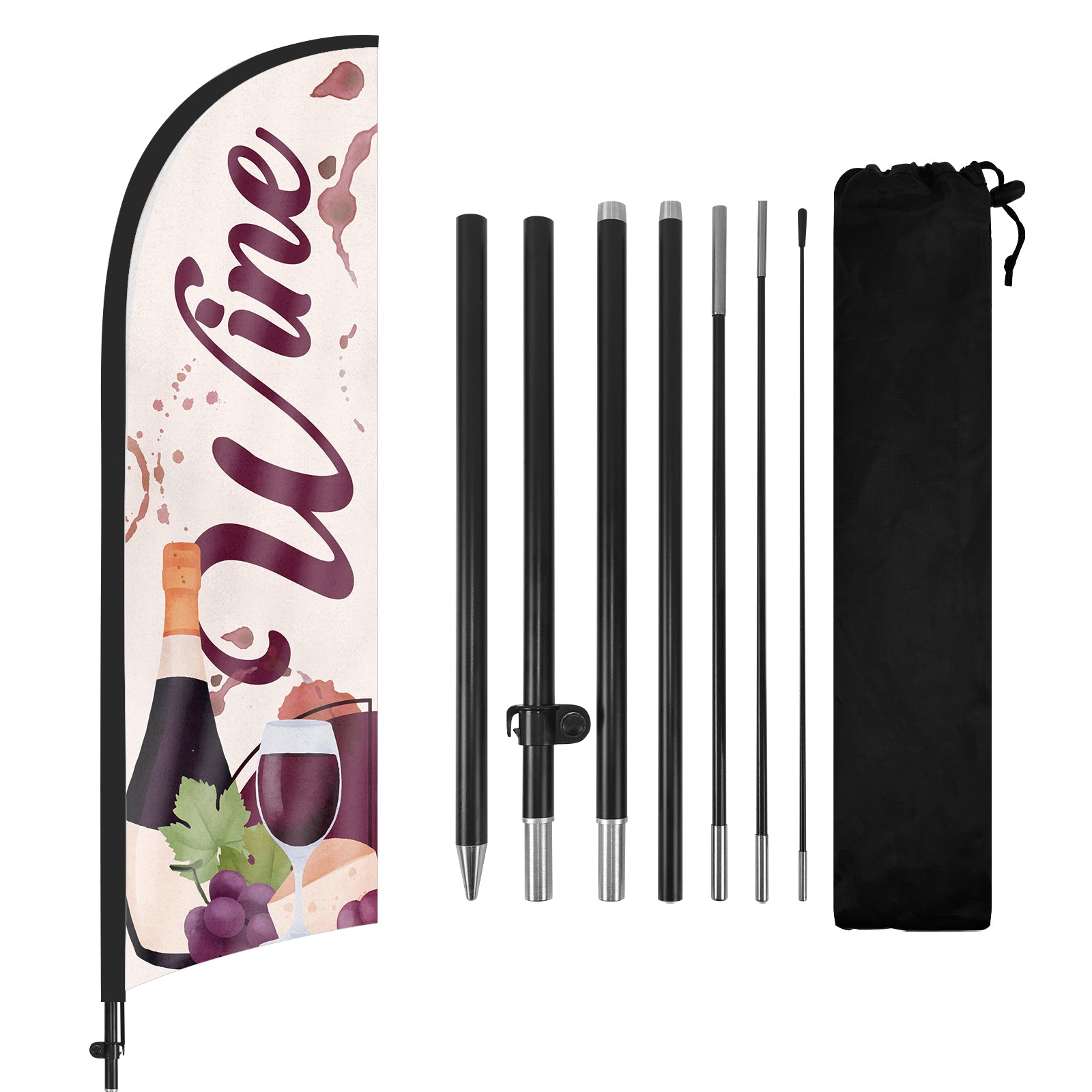 8ft Wine Feather Flag with Pole and Stake