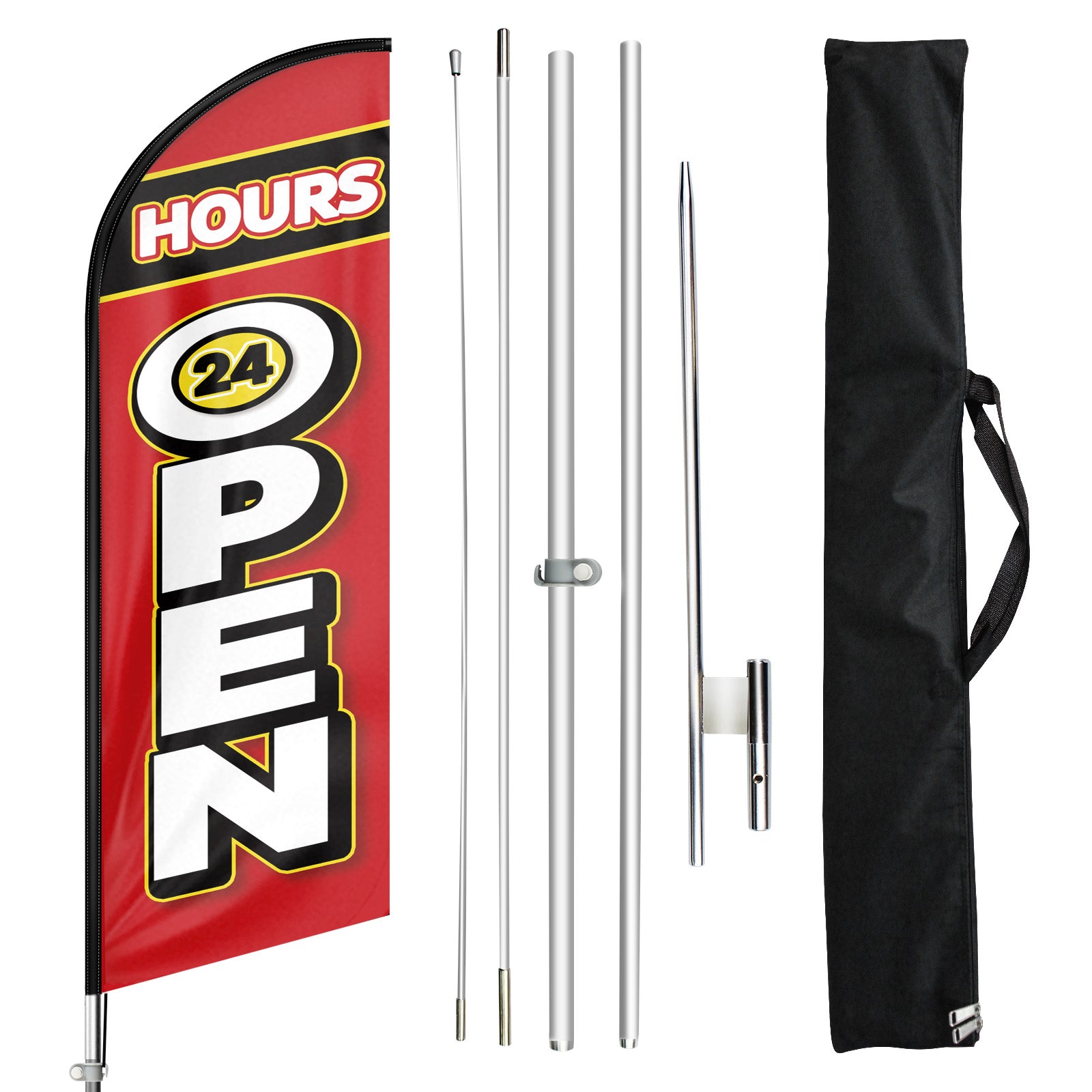 FSFLAG 11ft HOURS 24 OPEN Flag with Pole