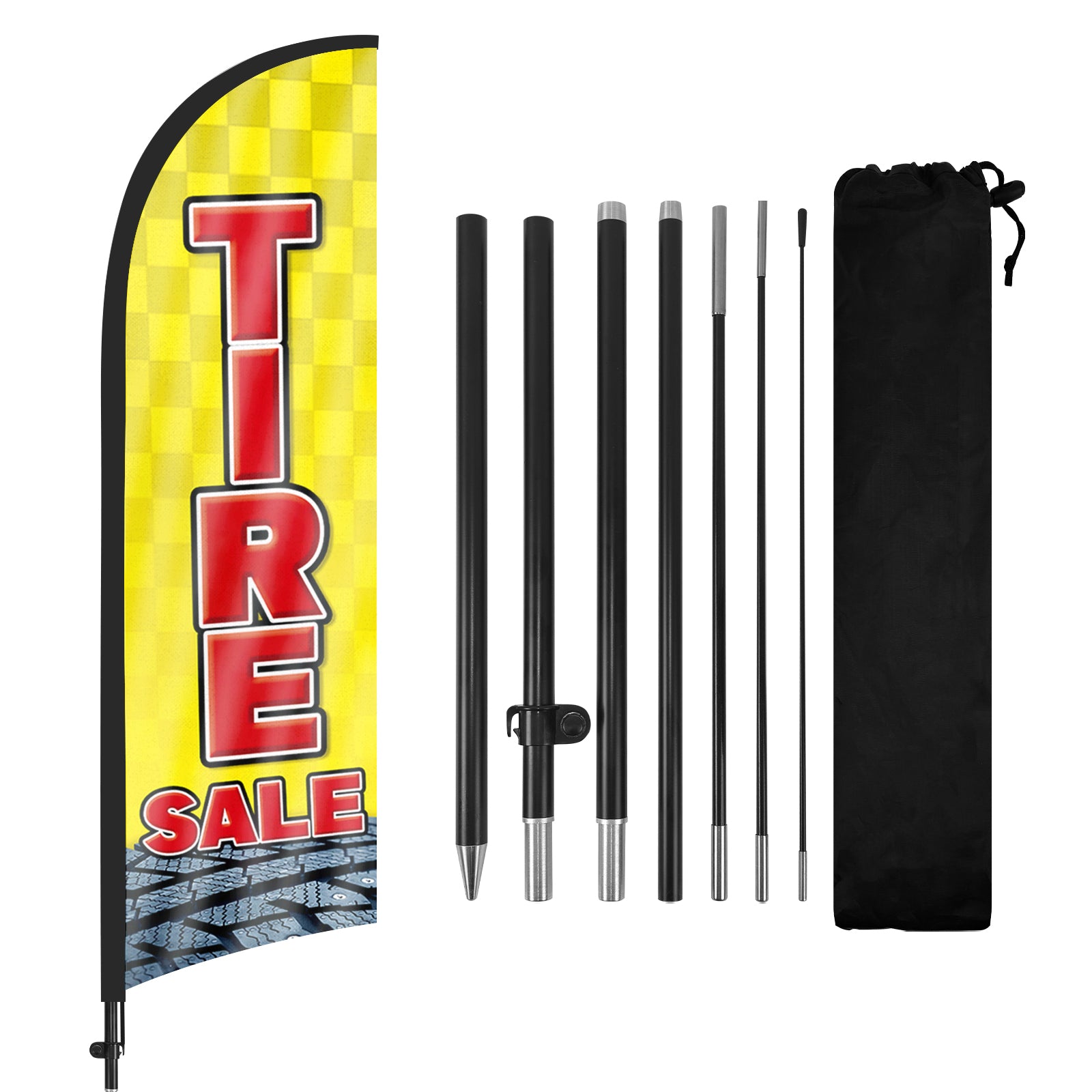 8Ft Tire Sale Yellow Feather Flag with Pole & Stake