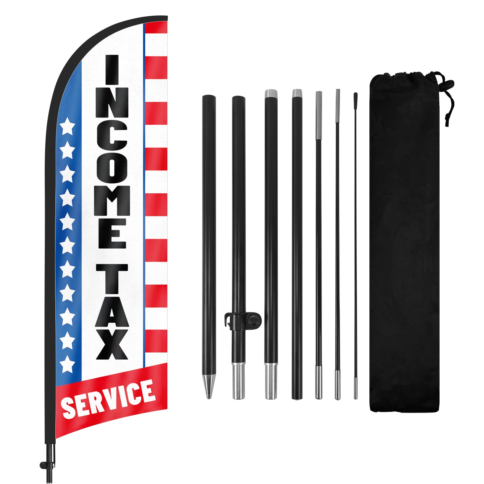8ft Income Tax Service Feather Flag with Pole and Stake