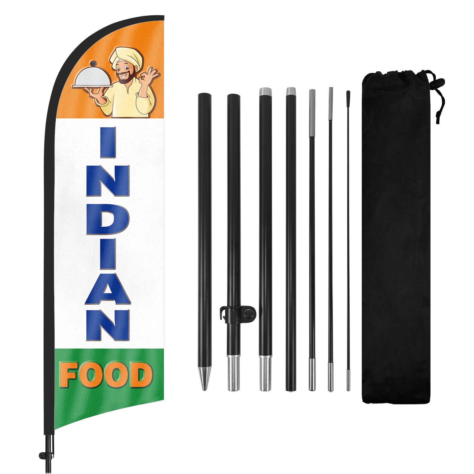 Food Stringer Flags 8ft Indian Food Feather Flag Kit with Pole and Stake- FSFlag