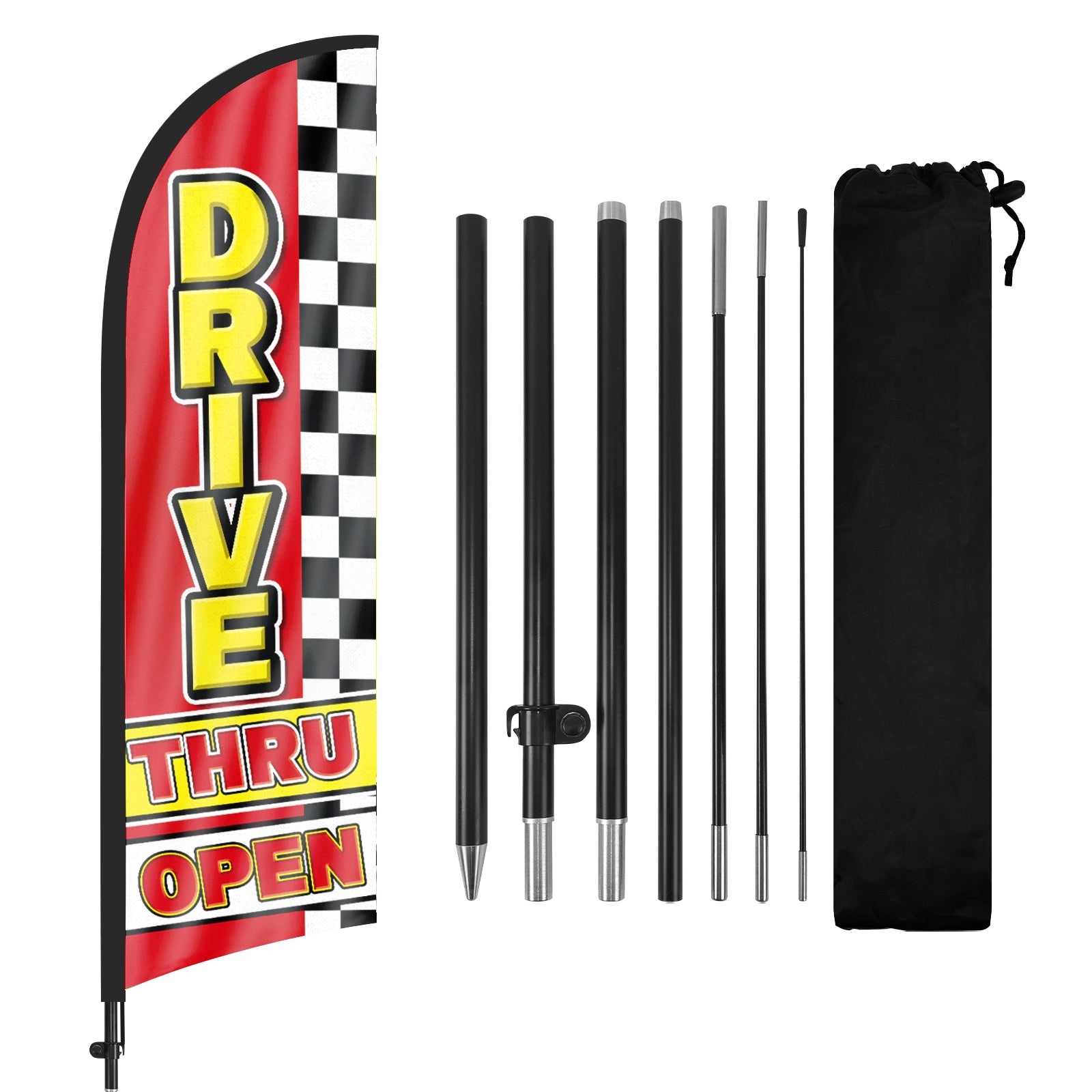 8ft Drive-in Open Restaurant Feather Flag with Pole and Stake