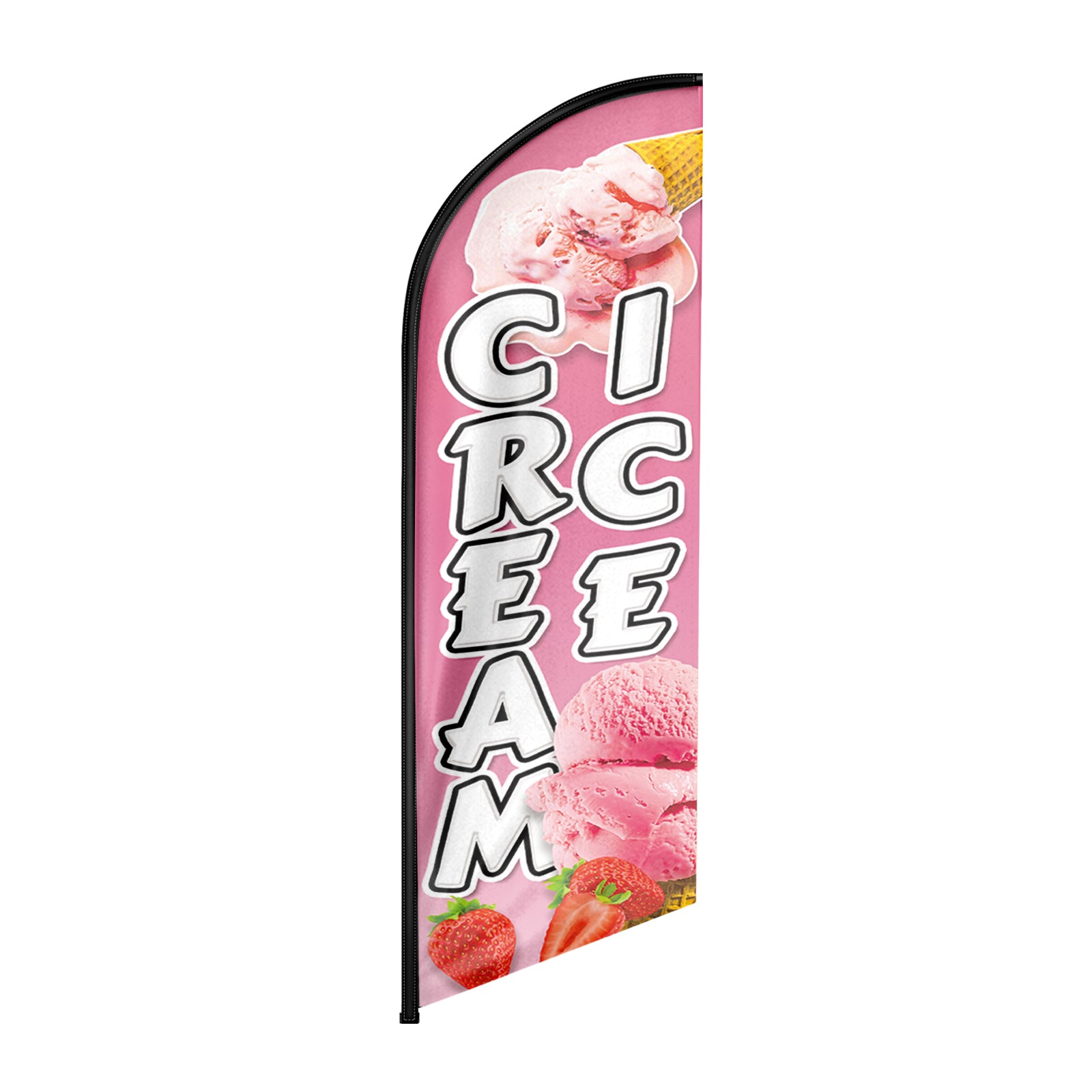 8Ft Ice Cream Swooper Feather Flag for Ice Cream Business（Flagpole Not Included）