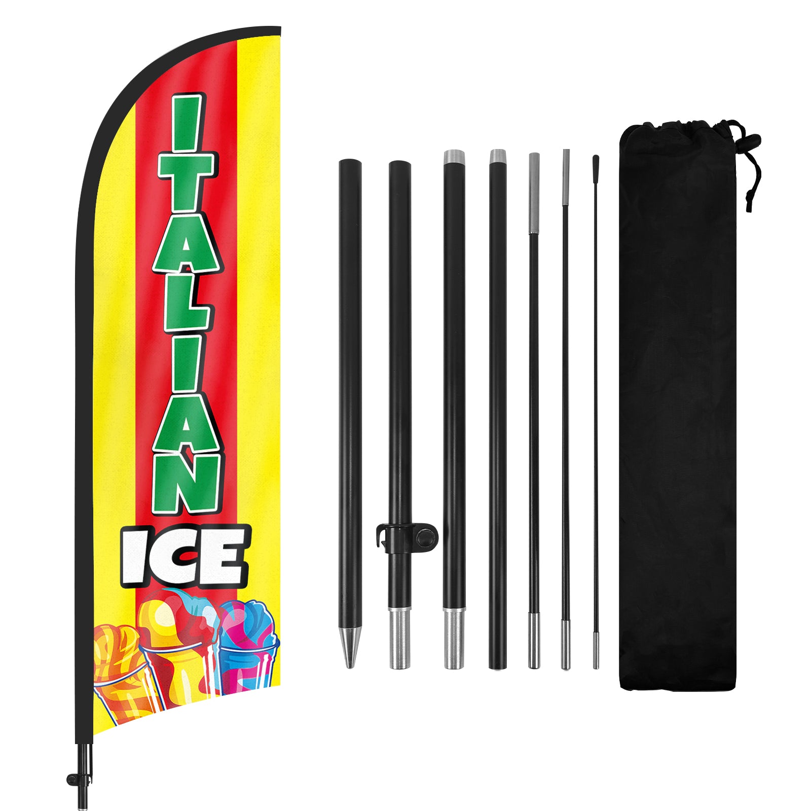 8ft Italian Ice Yellow 01 Feather Flag with Pole and Stake