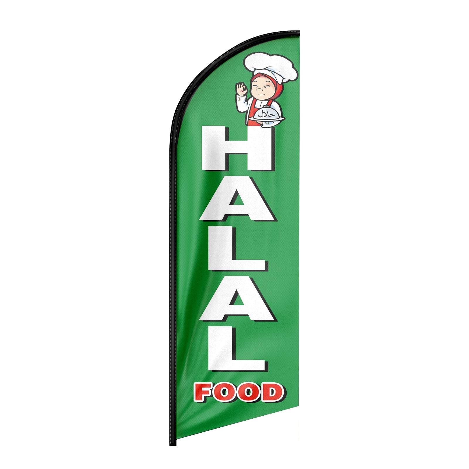 Halal Food sign - 8ft Halal Feather Flag!（Flagpole Not Included）