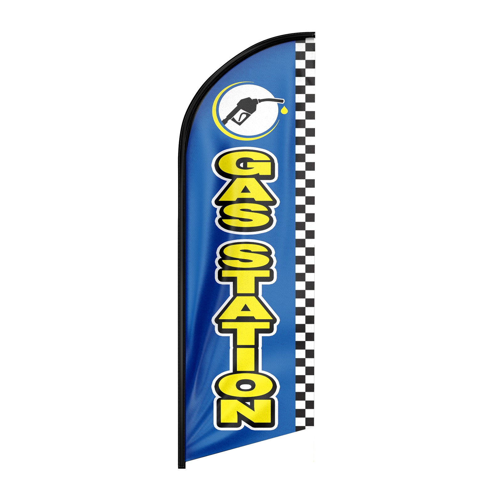 Gas Station Signs-8ft Blue Gas Station Feather Flag for Gas Station Business（Flagpole Not Included）
