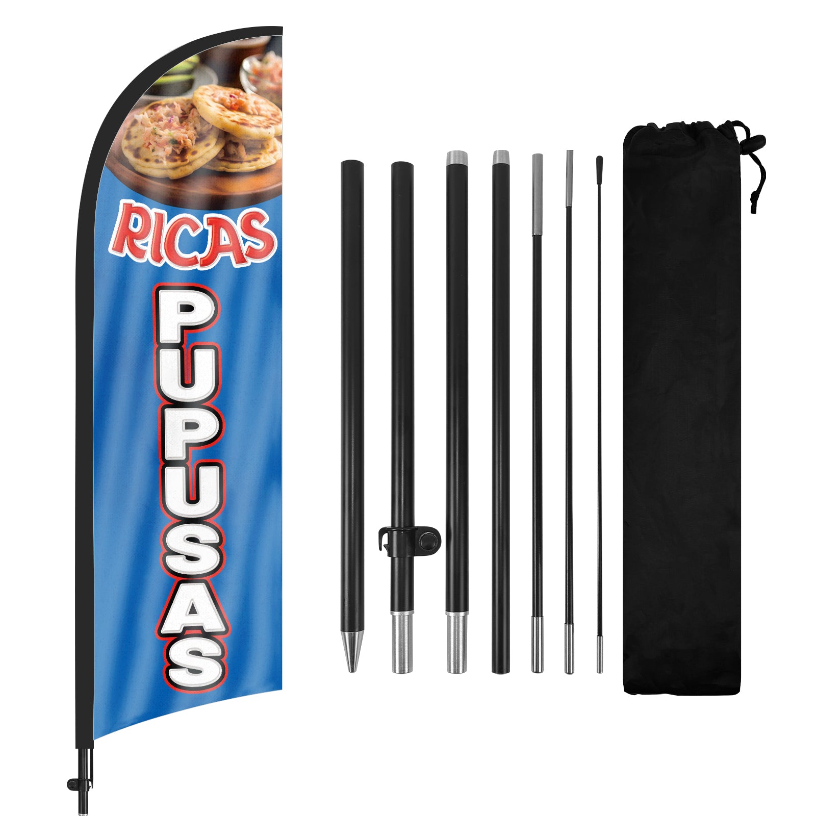 8ft Ricas Pupusas Feather Flag Kit with Pole and Stake