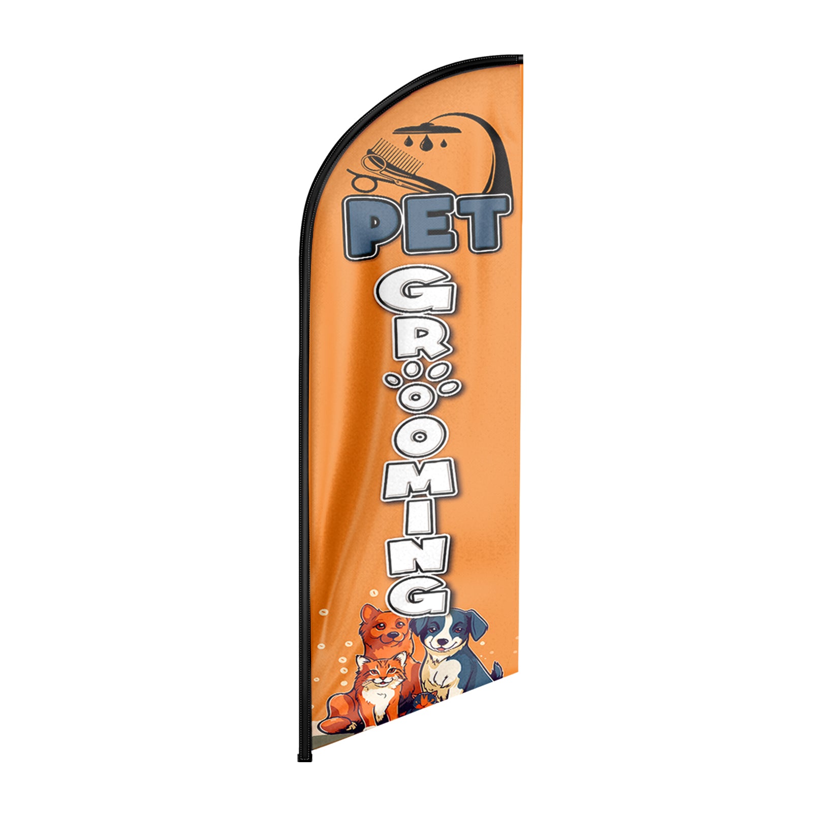 Pet Grooming Signs-8ft Orange Pet Grooming Feather Flag for Pet Grooming Business（Flagpole Not Included）