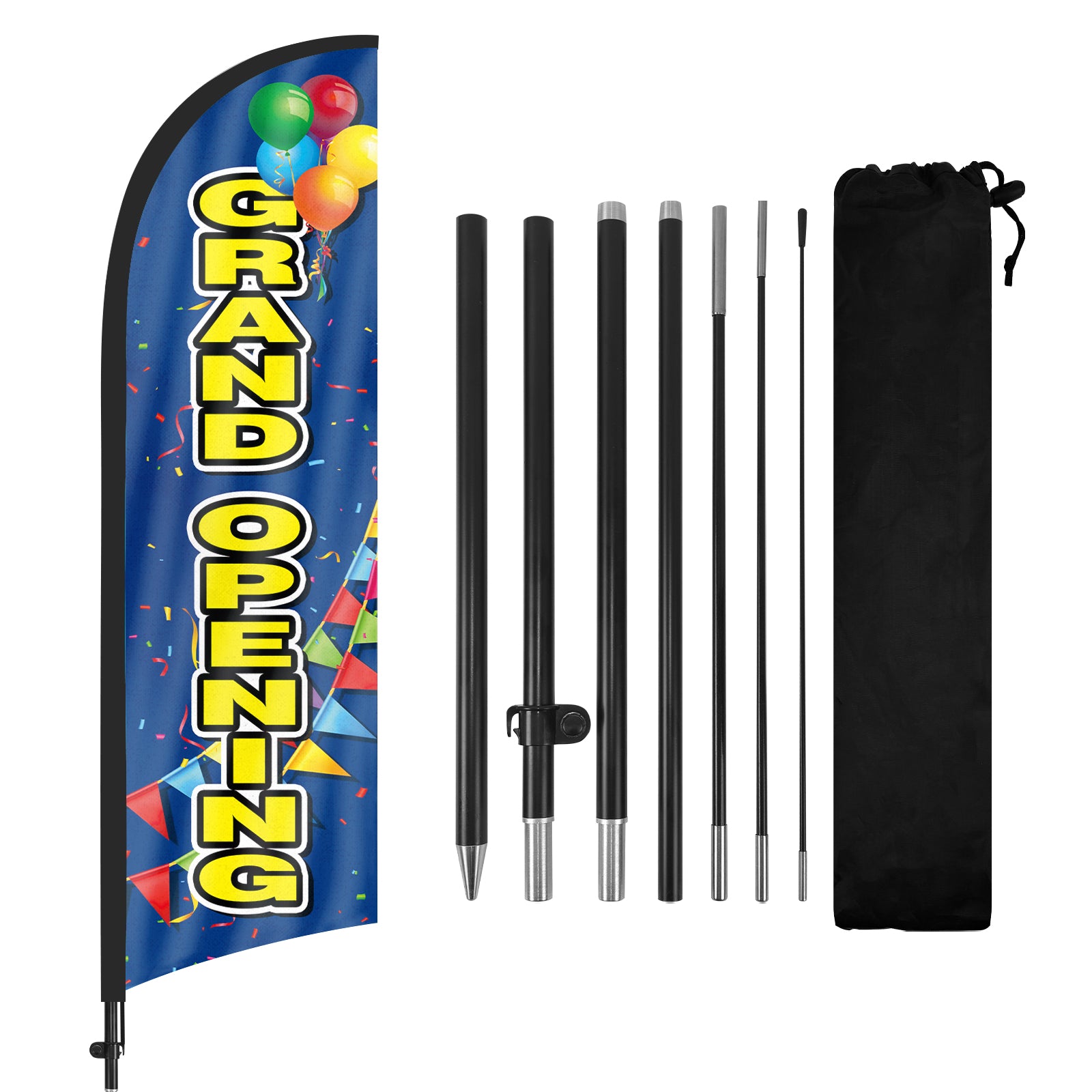 8Ft Grand Opening Blue Feather Flag with Pole and Ground Stake