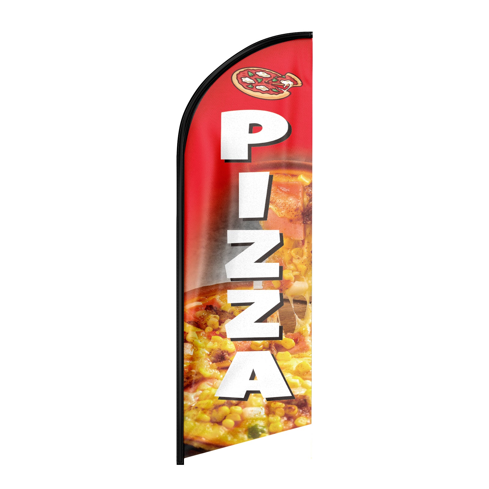 Pizza Sign-8ft Pizza Red Feather Flag!（Flagpole Not Included）