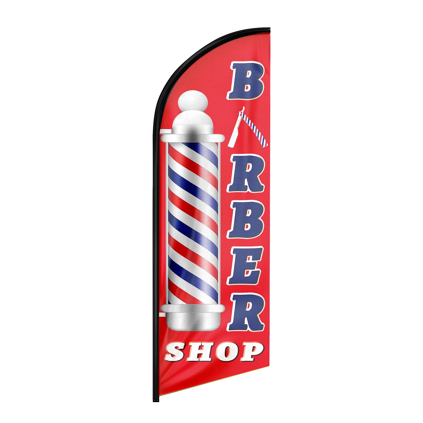 FSFLAG Barber Shop Feather Flag: 8Ft Red Advertising Banner for Barber Shop Business(Flagpole Not Included)