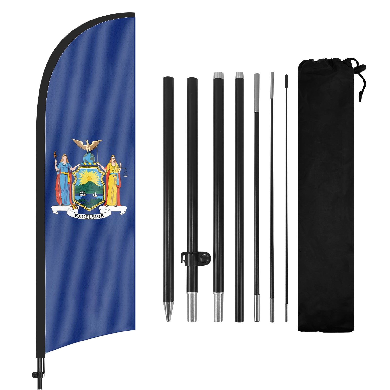 8Ft New York Feather Flag with Pole & Stake