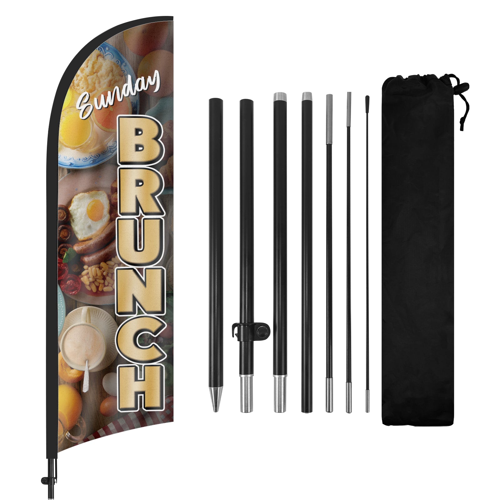 8ft Sunday Brunch Feather Flag Kit with Pole and Stake