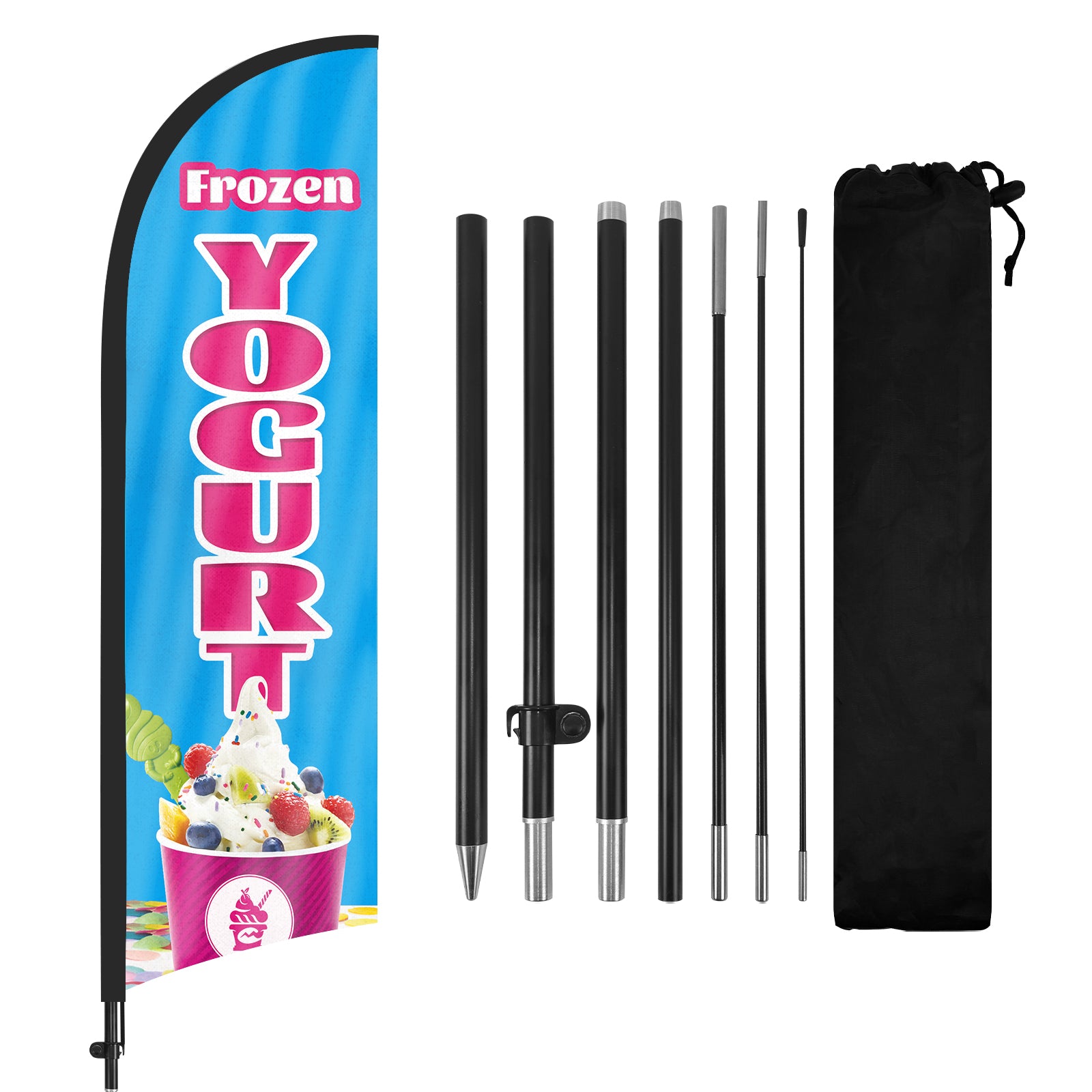 FSFLAG 8Ft Frozen Yogurt Feather Flag Set for Frozen Yogurt Business