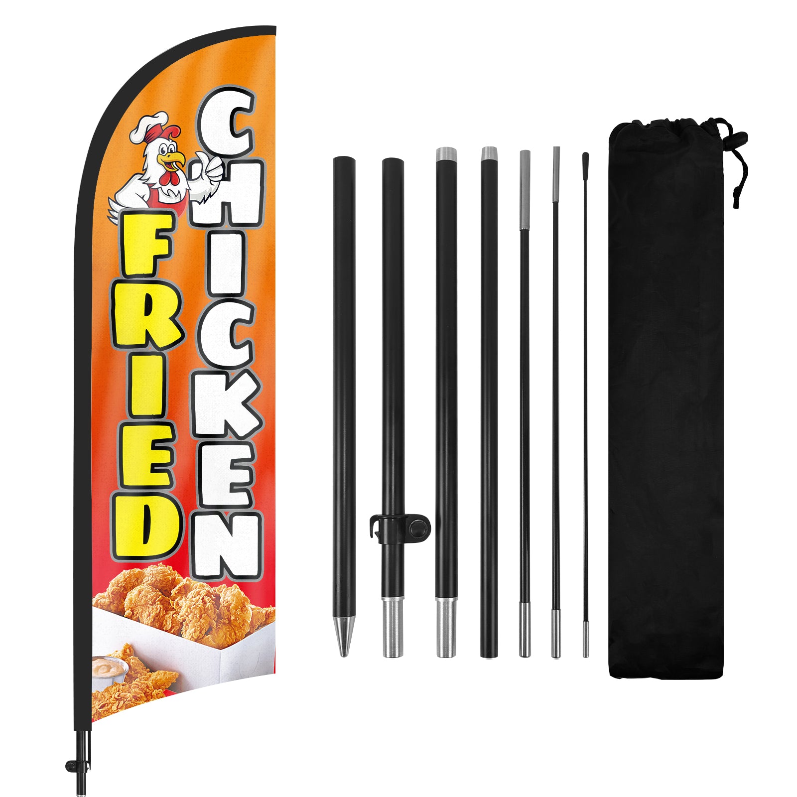 8ft Fried Chicken Feather with Pole and Stake