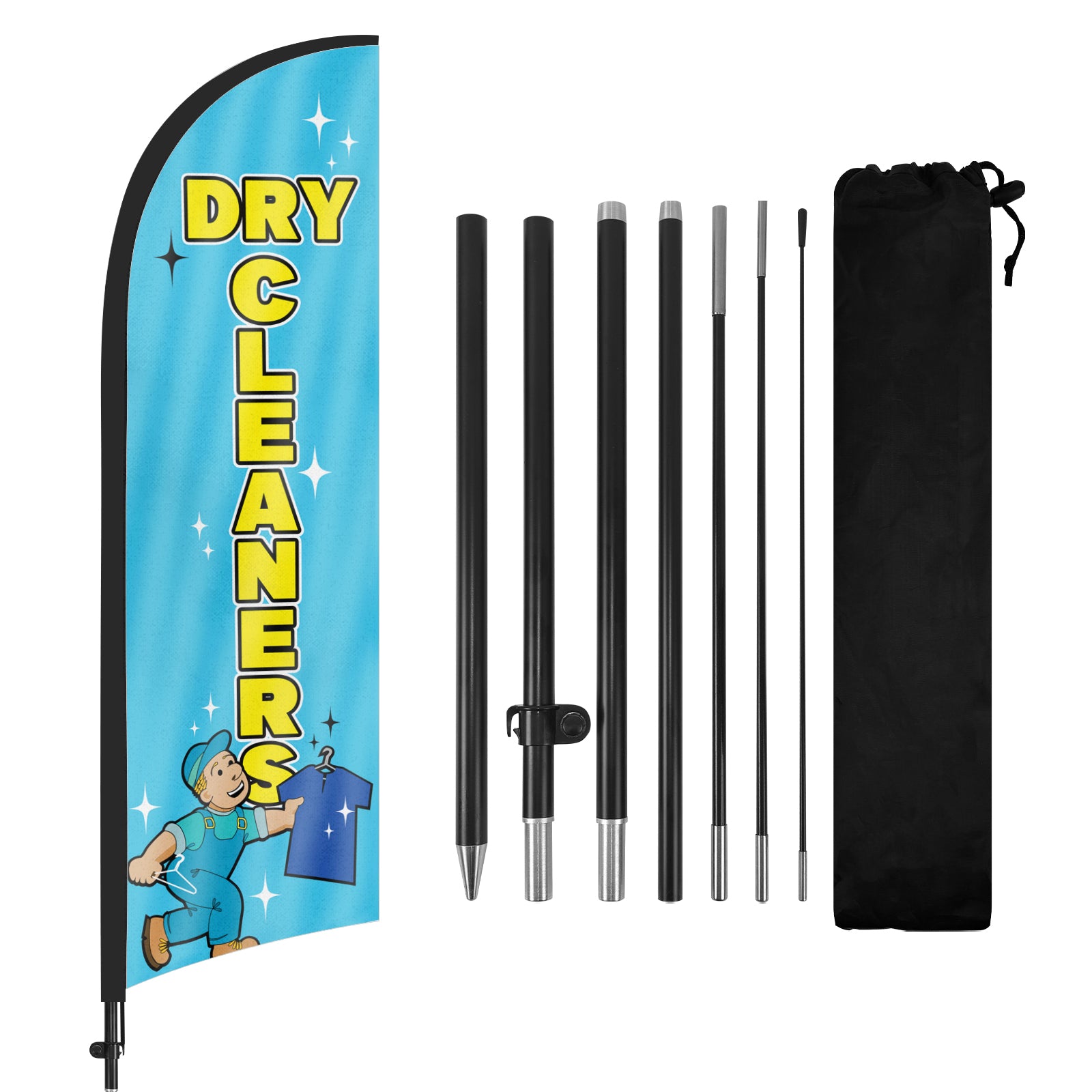 8Ft Dry Cleaners Feather Flag with Pole & Stake