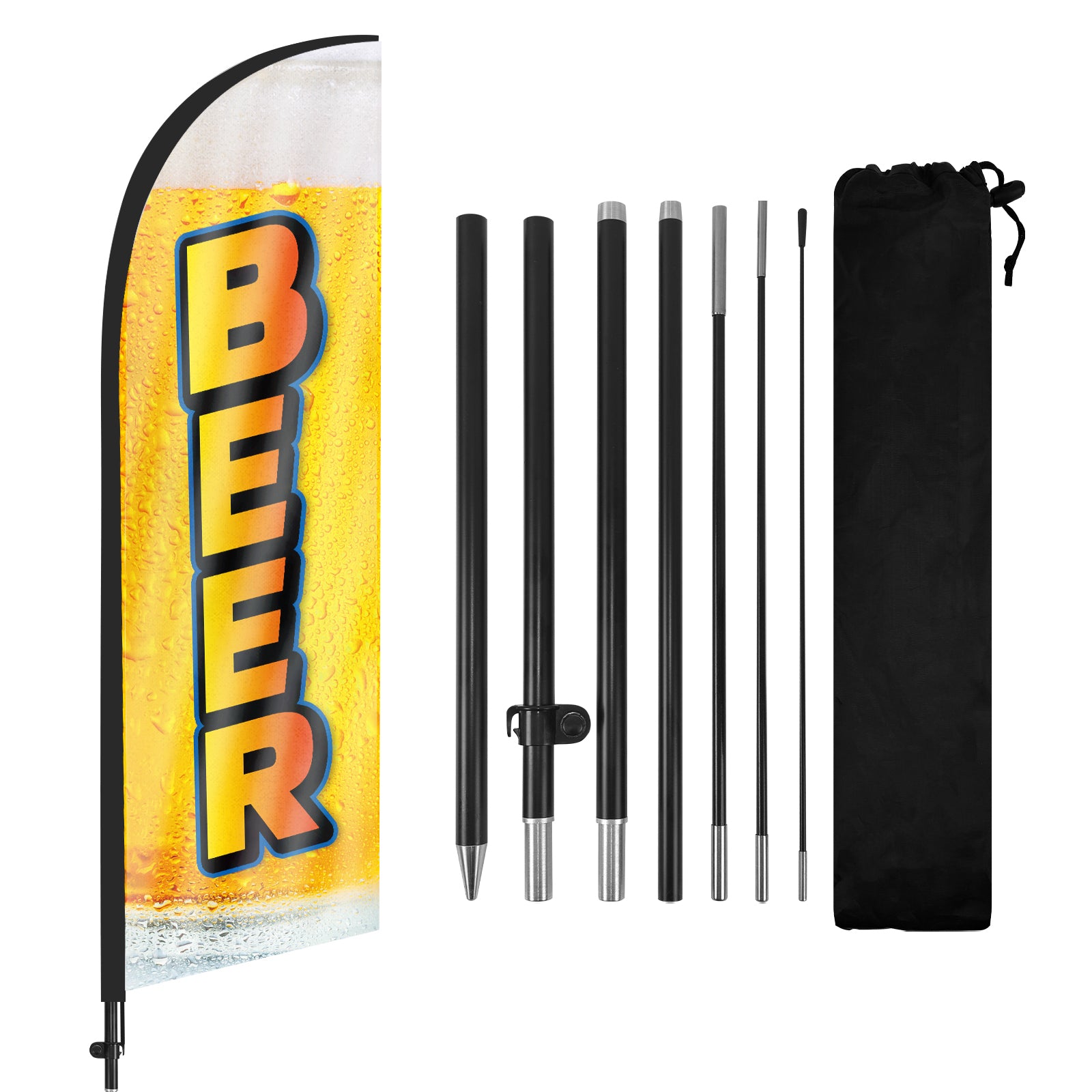 Beer Flags-8ft Beer Feather Flag Kit with Pole and Stake