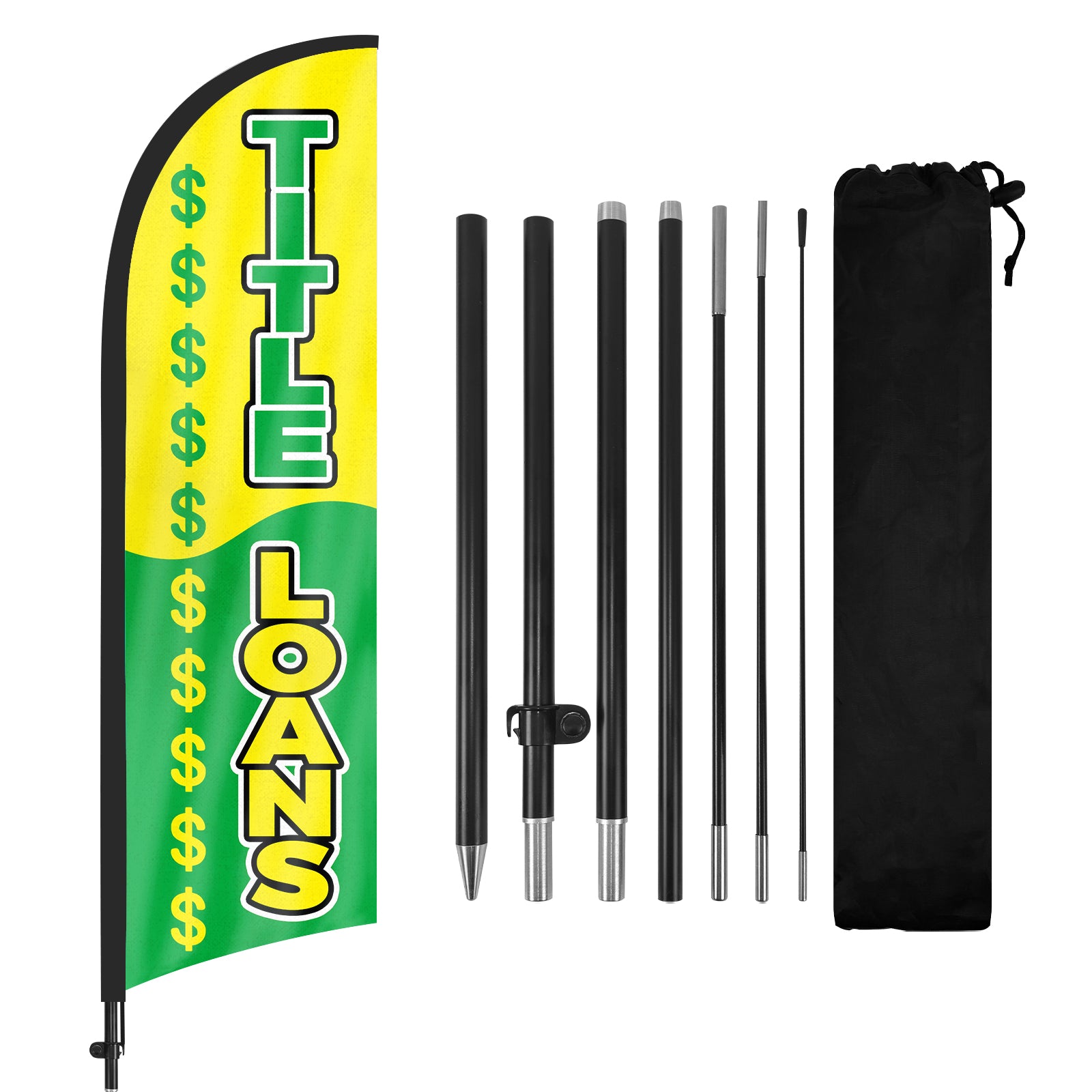 8FT Title Loans Green Feather Flag Pole Kit
