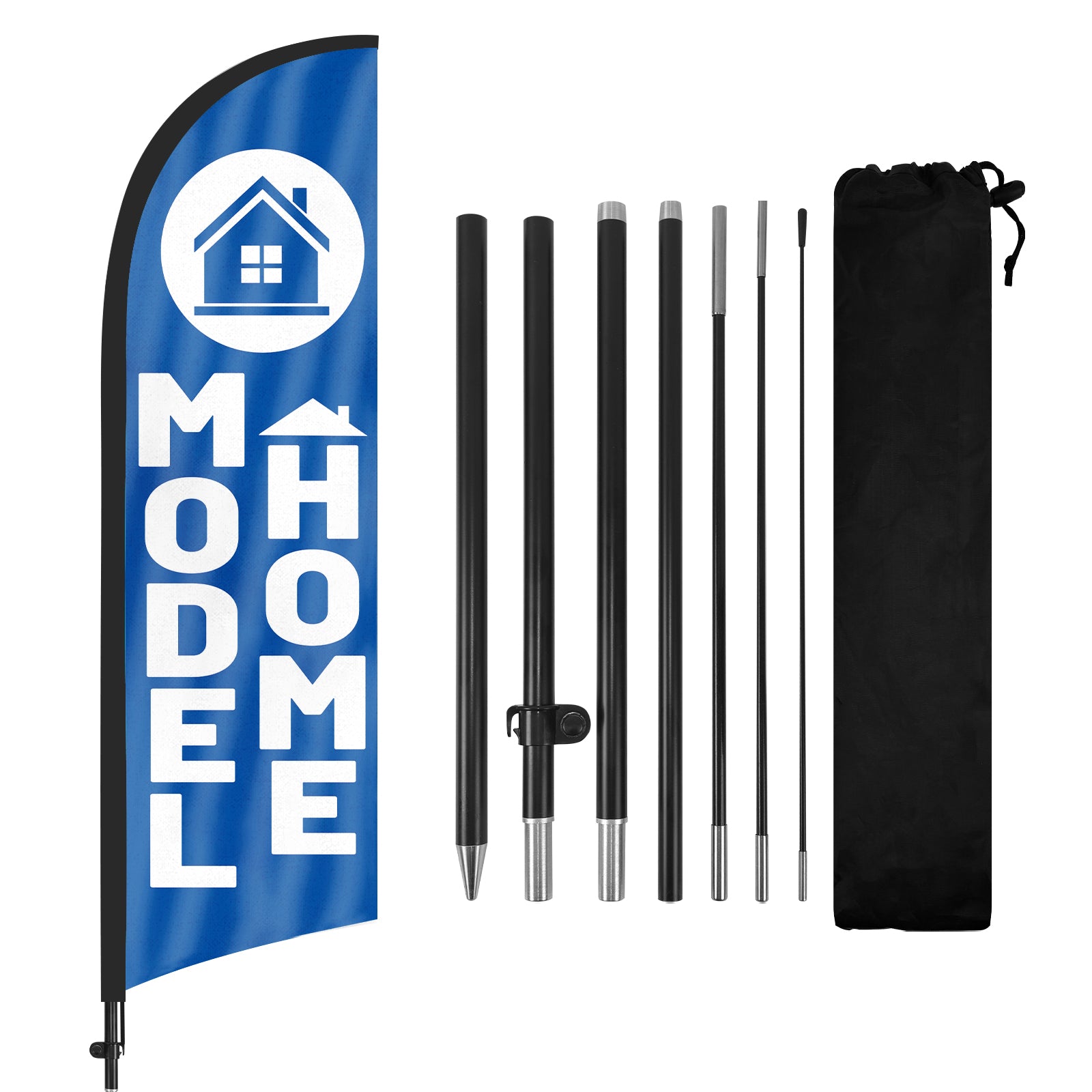 8FT Model Home Blue Feather Flag With Flag Pole and Ground Stake
