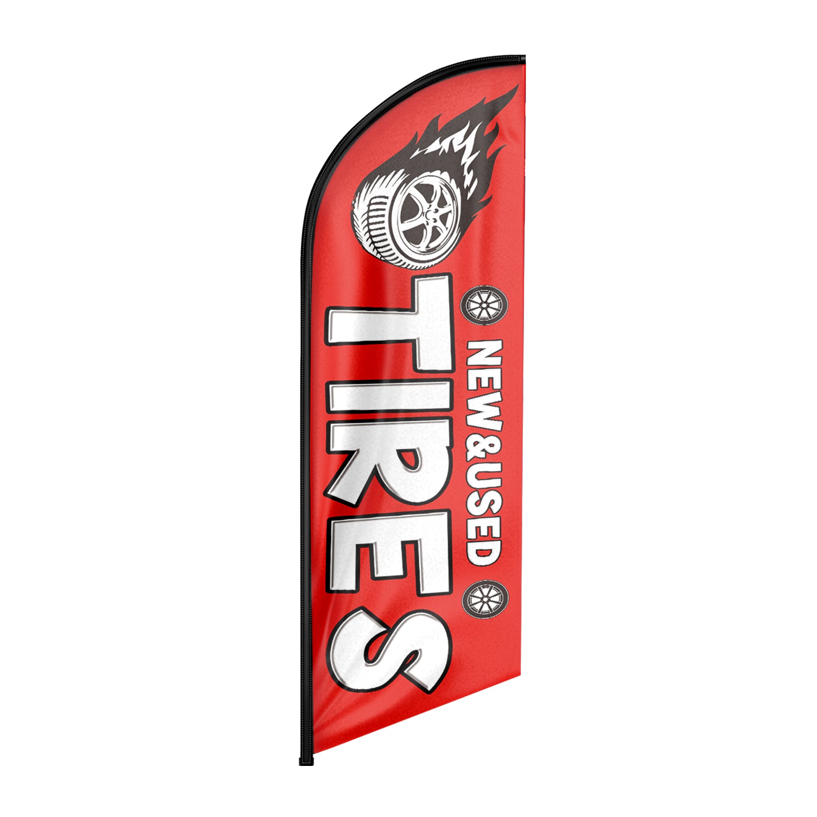 Tire Shop Signs-8ft Red New and Used Tires Feather Flag for Tires Business（Flagpole Not Included）