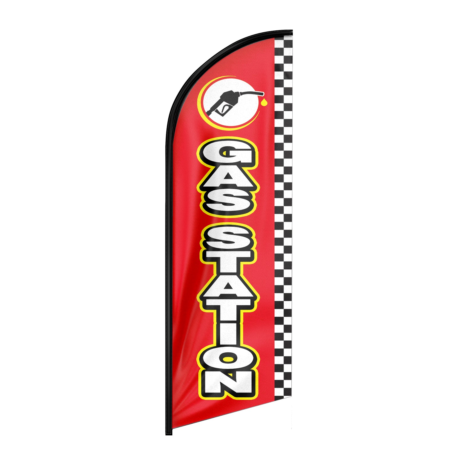 Gas Station Signs-8ft Red Gas Station Feather Flag for Gas Station Business（Flagpole Not Included）