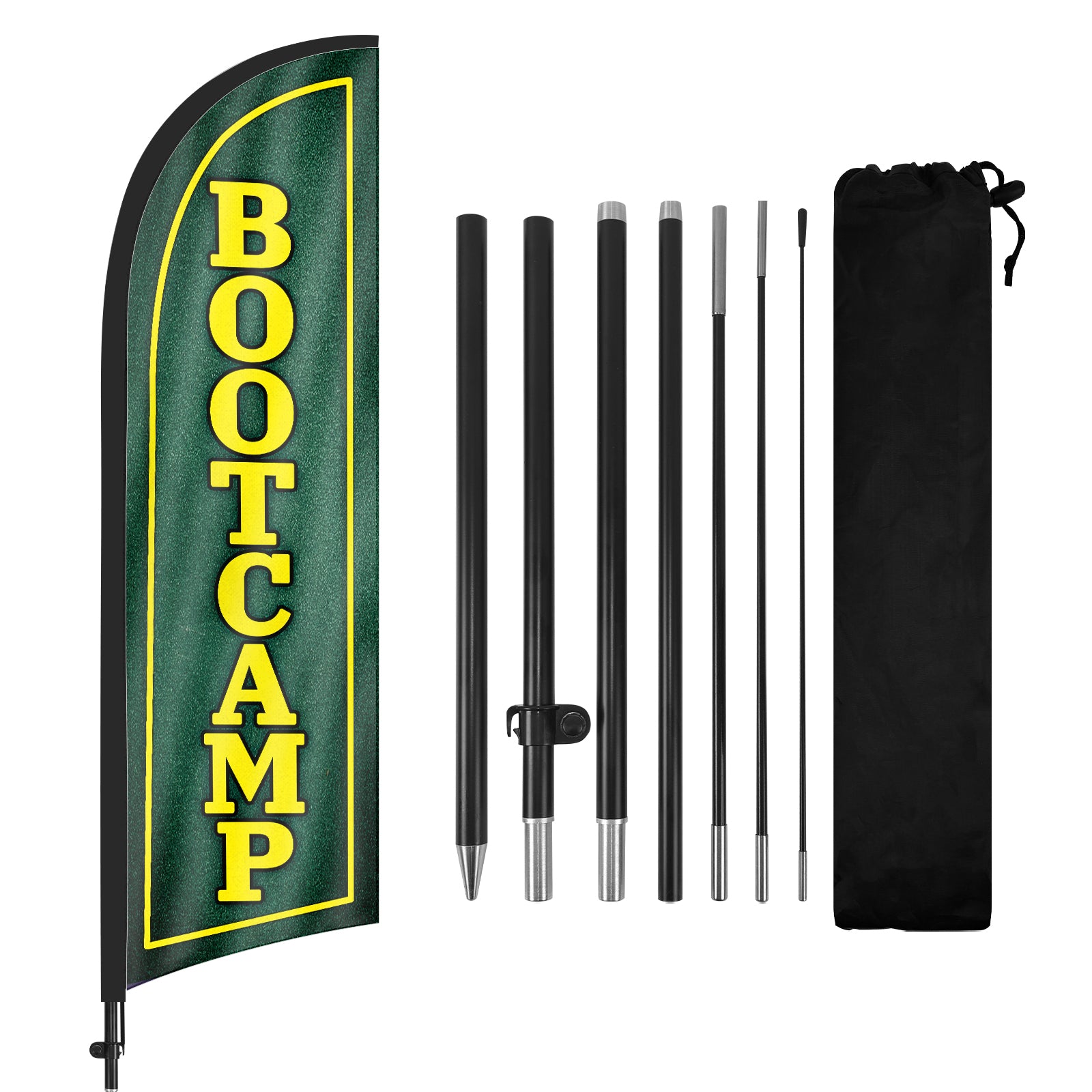 8Ft Bootcamp Feather Flag with Pole & Stake