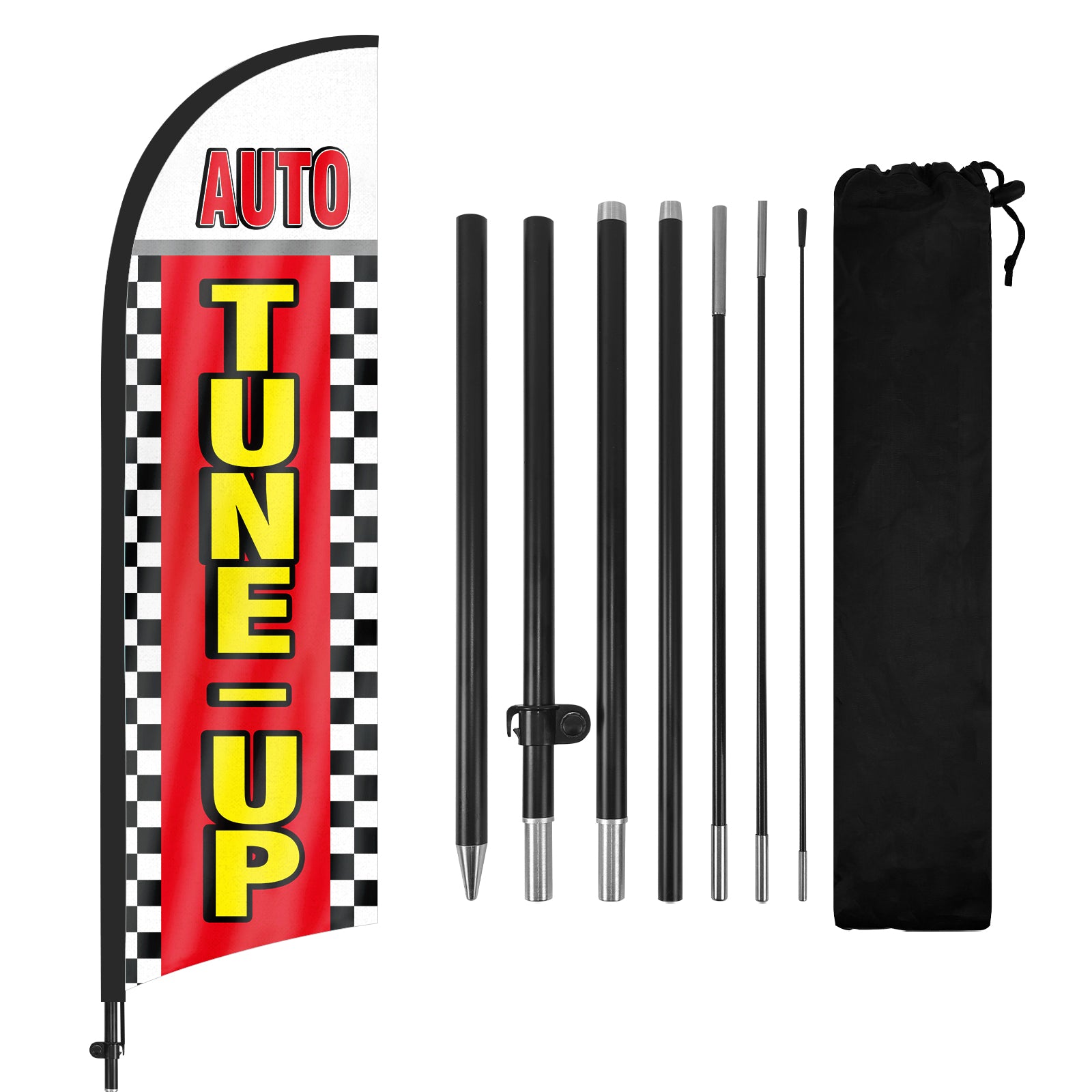 8ft Auto Tune-Up Red Feather Flag with Pole and Stake