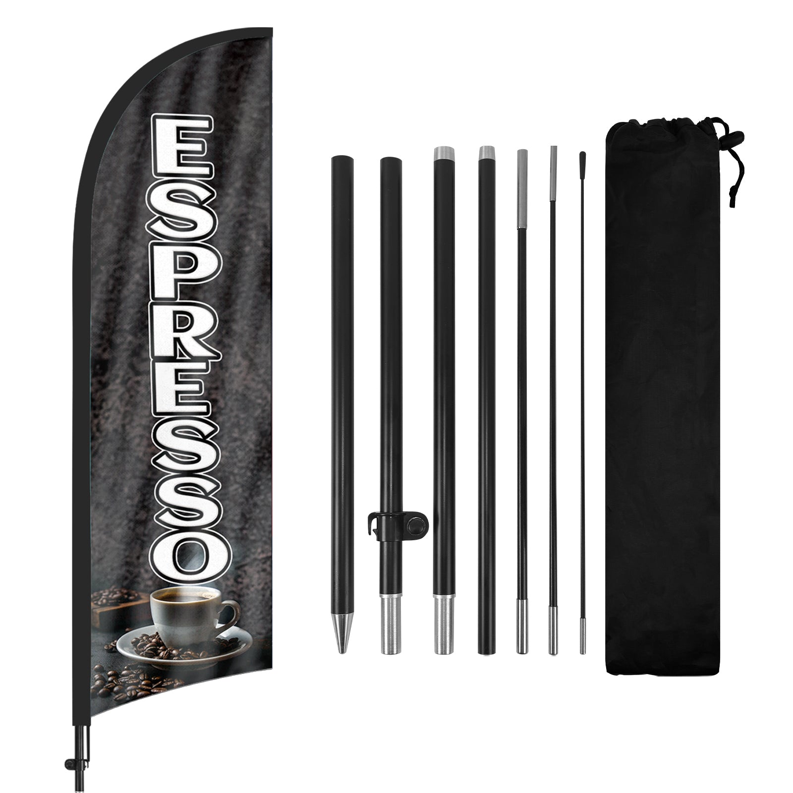 8ft Espresso 01 Feather Flag Kit with Pole and Stake