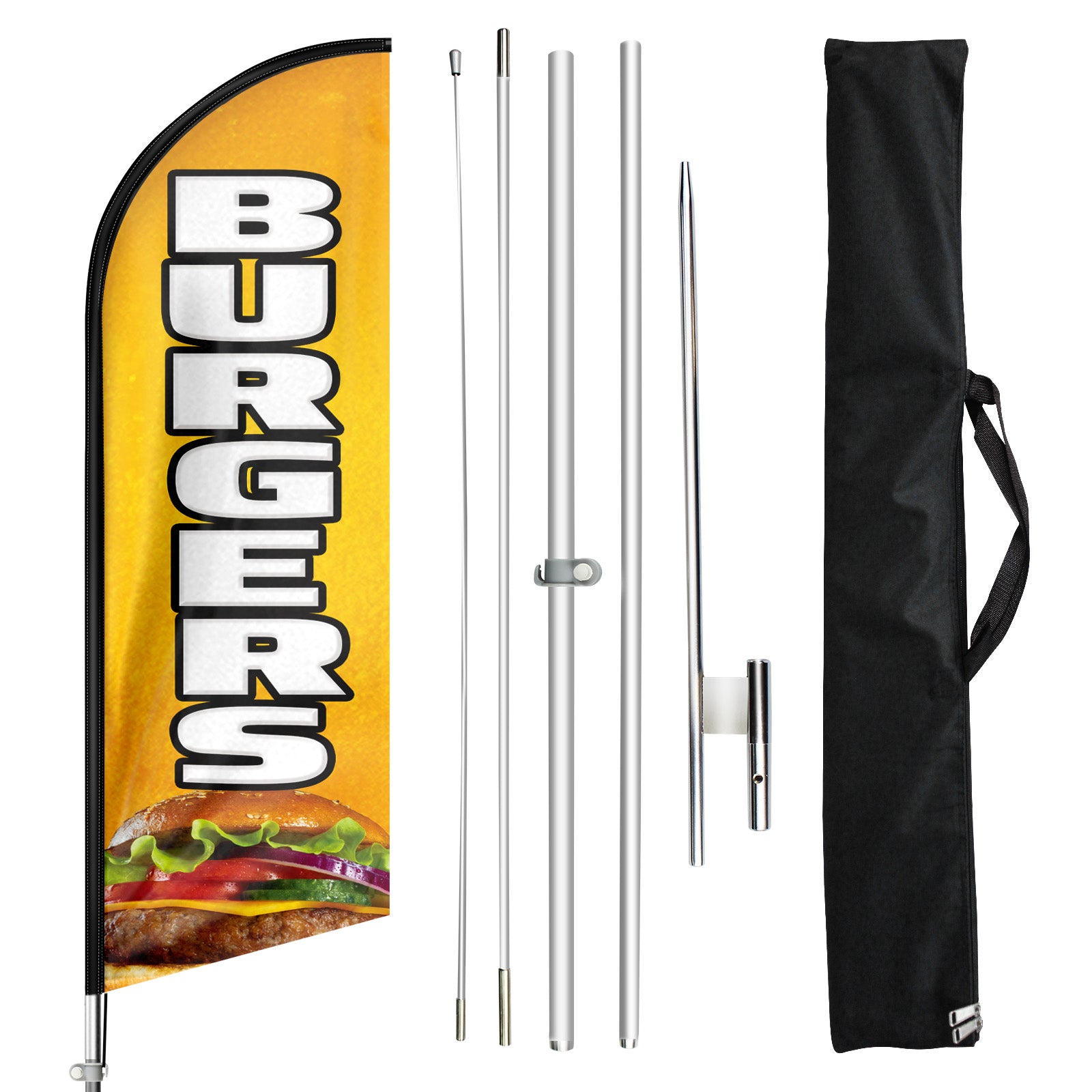 Burgers Sign-11ft Burgers Swooper Flag Feather Flag Pole Kit
