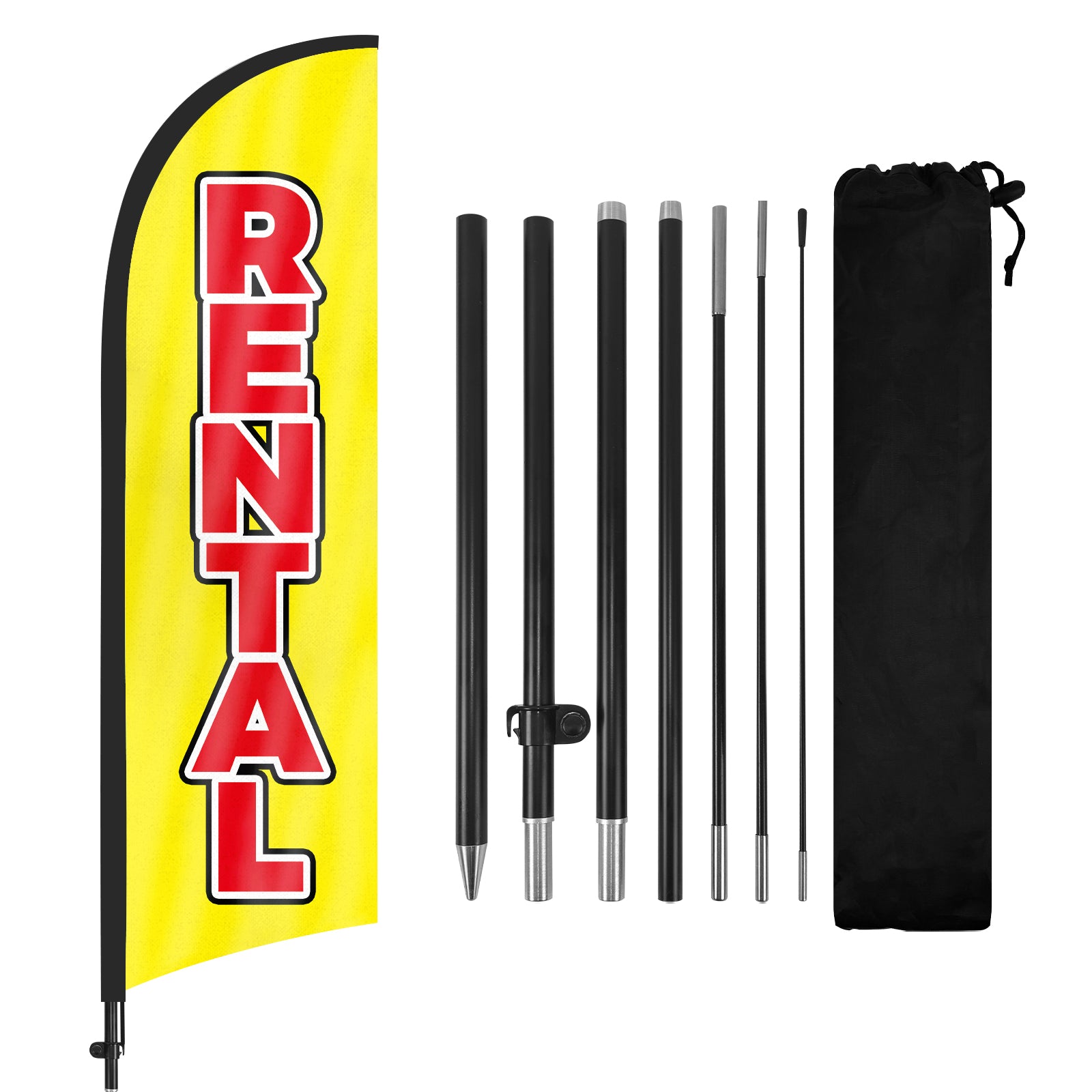 8Ft Rental Yellow Swooper Flag Feather Flag Pole Kit