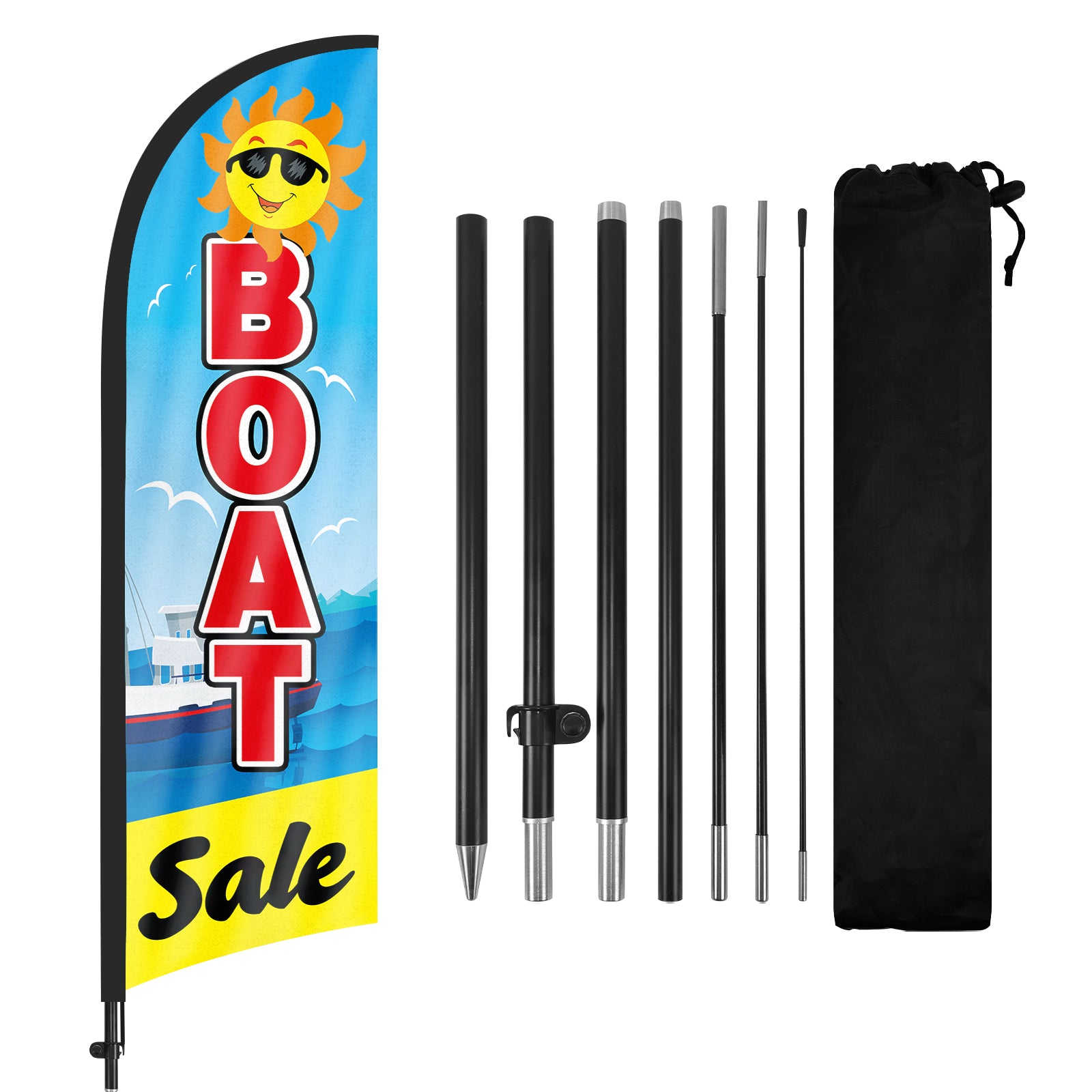 8ft Boat Sale Blue Feather Flag with Pole and Stake