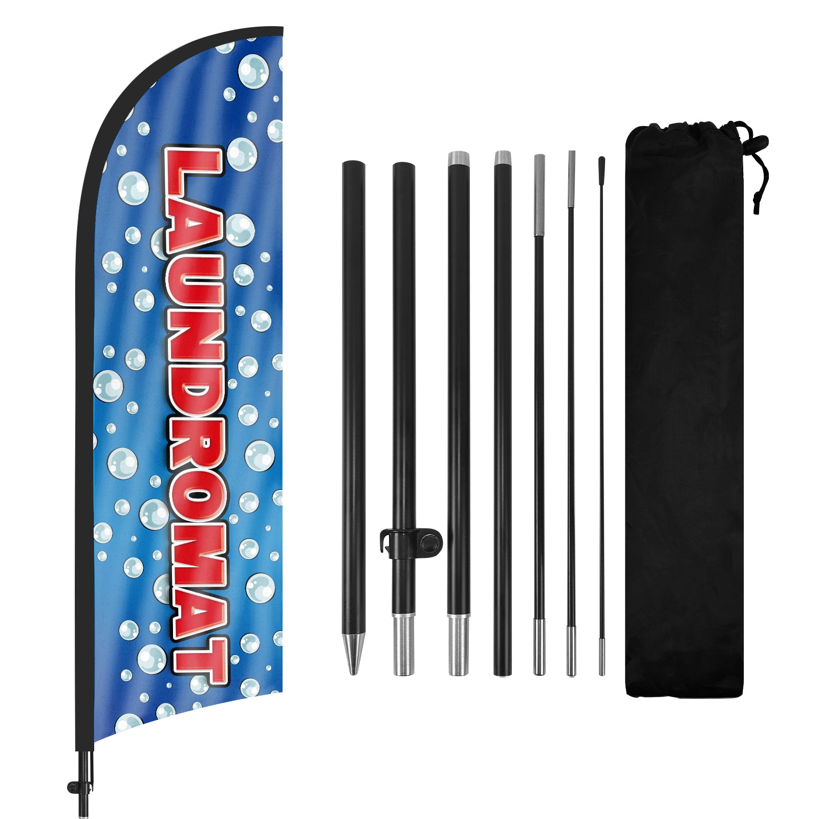 8ft Laundromat Blue 02 Feather Flag Pole Kit