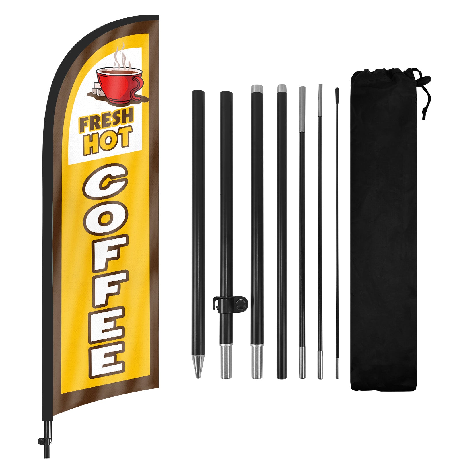 8ft Hot Coffee Feather Flag with Pole and Stake