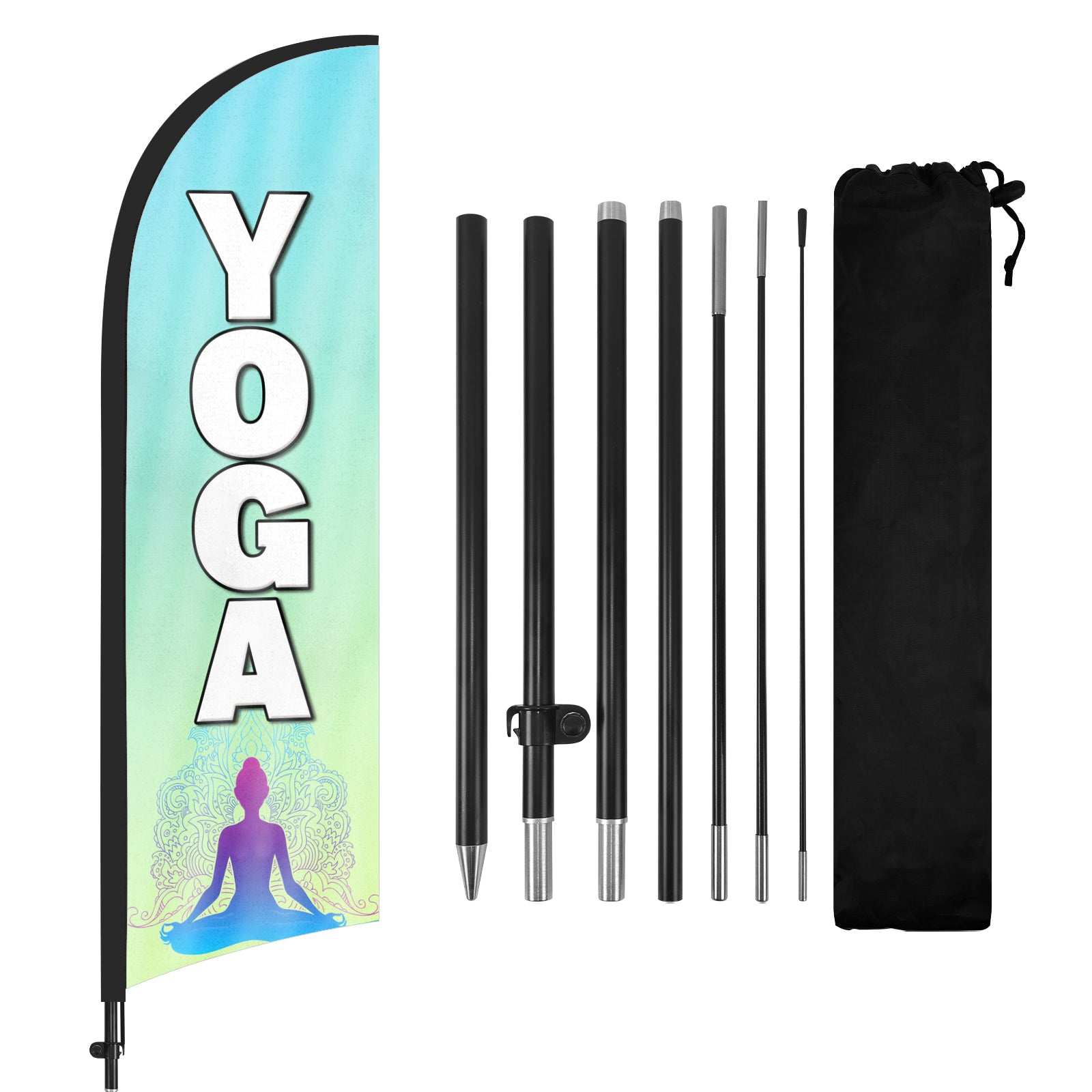 8ft Yoga Feather Flag with Pole and Stake