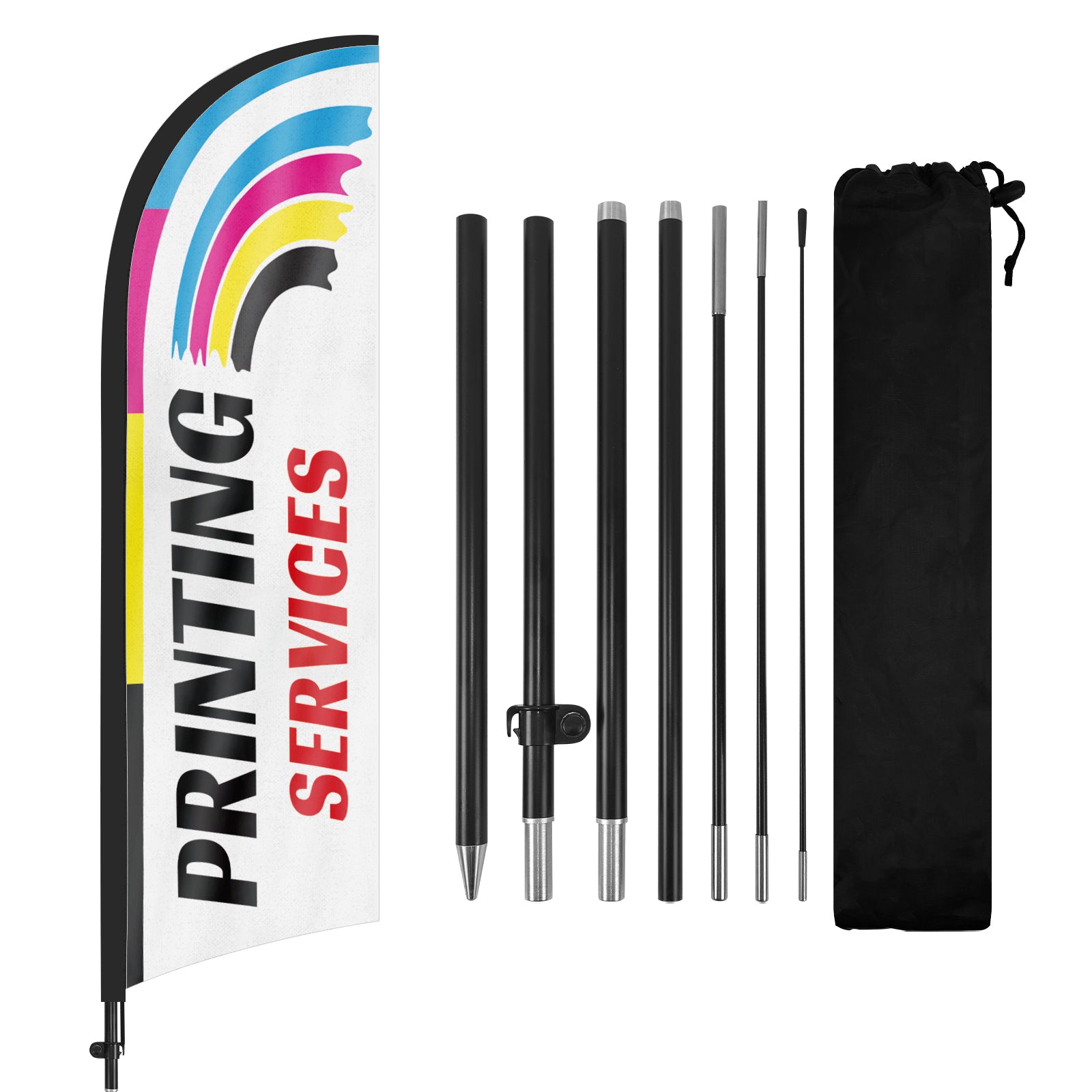 8Ft Printing Services Feather Flag with Pole & Stake