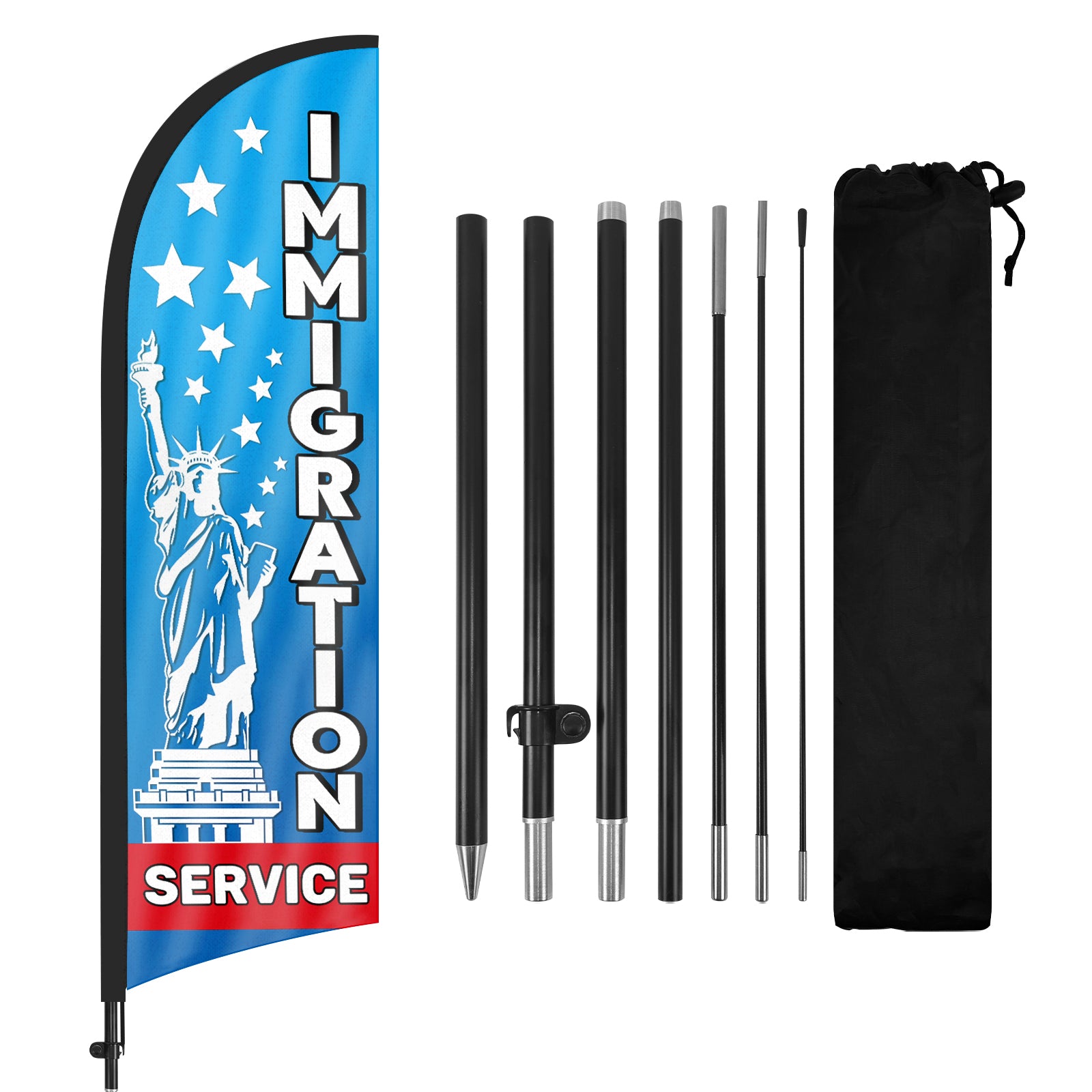8Ft Immigration Feather Flag with Pole & Stake