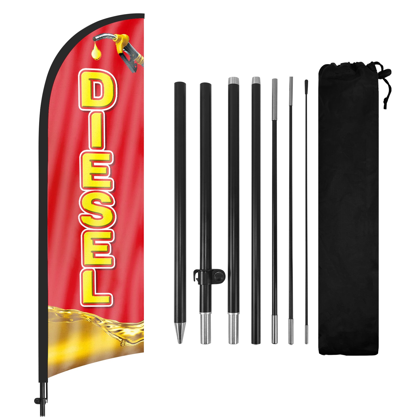 8ft Diesel Red Feather Flag Pole Kit