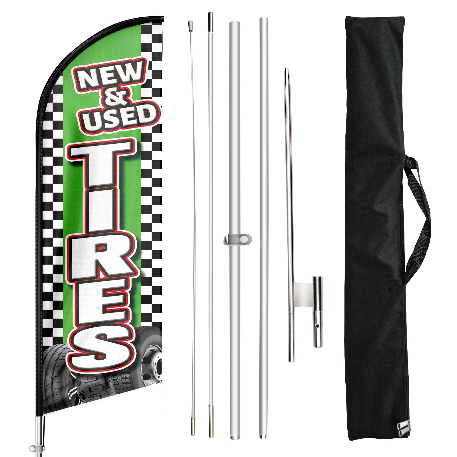 11ft New&Used Tires Swooper Flag Feather Flag Pole Kit