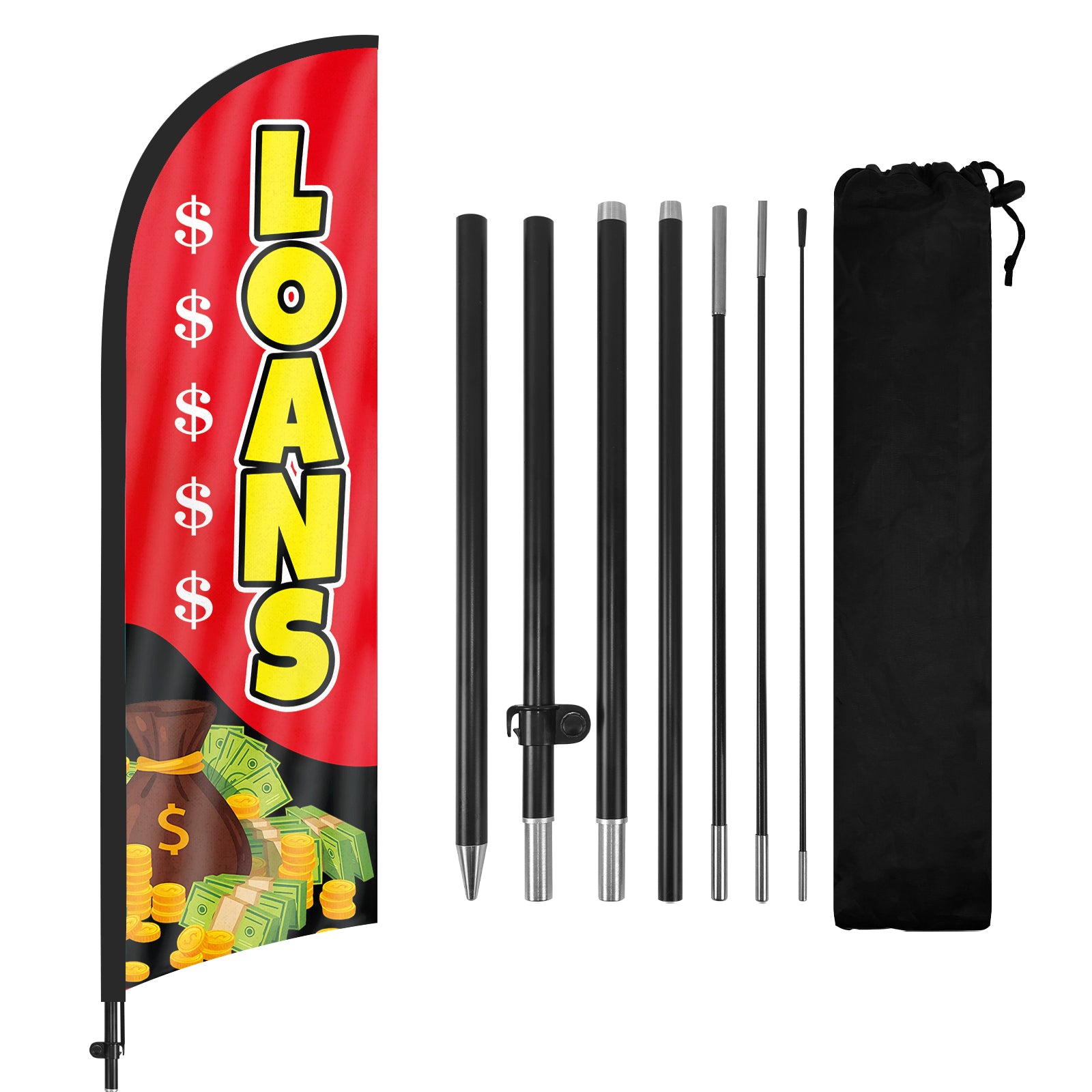 8FT Loans Red Feather Flag Pole Kit