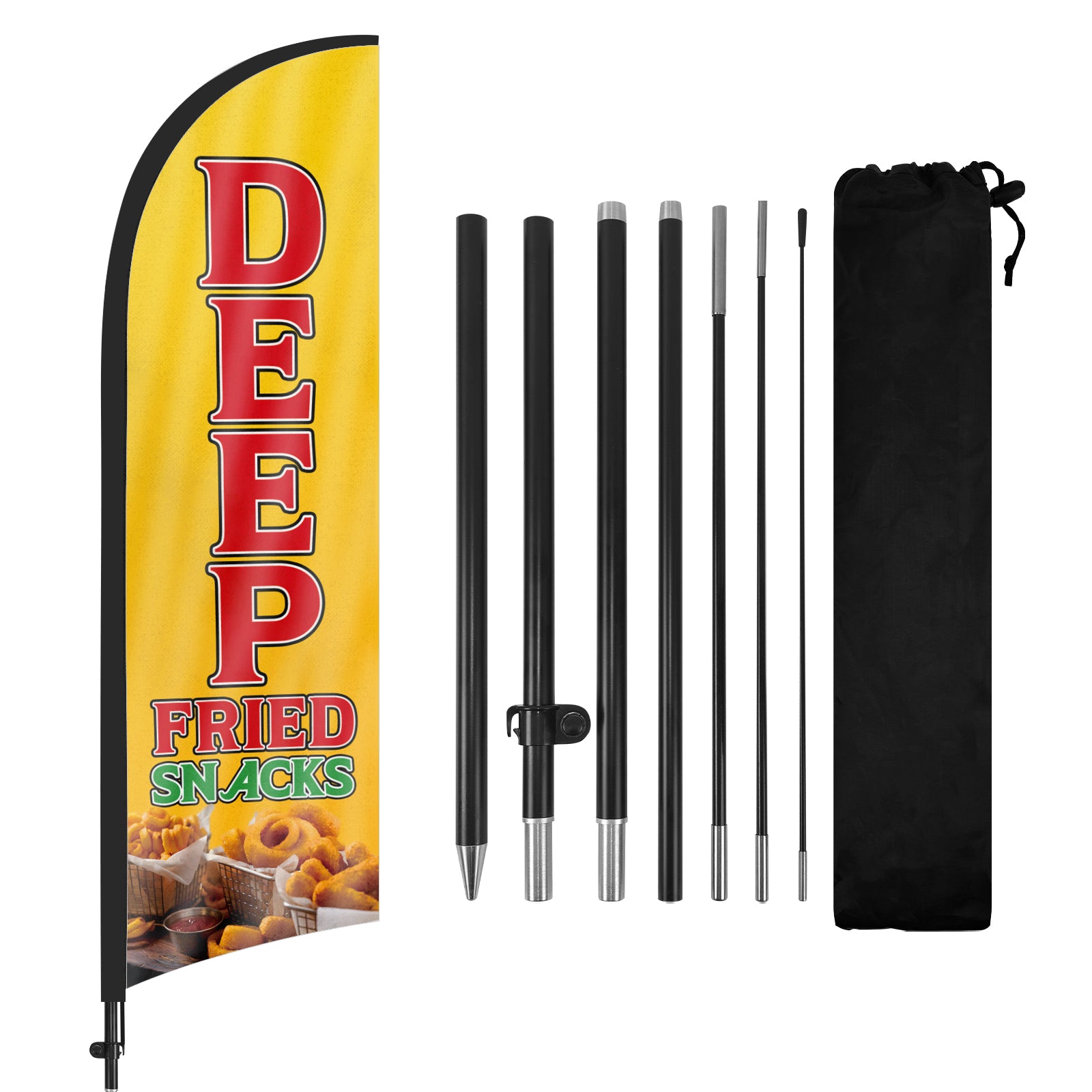 8ft Deep Fried Snacks Feather Flag with Pole and Stake