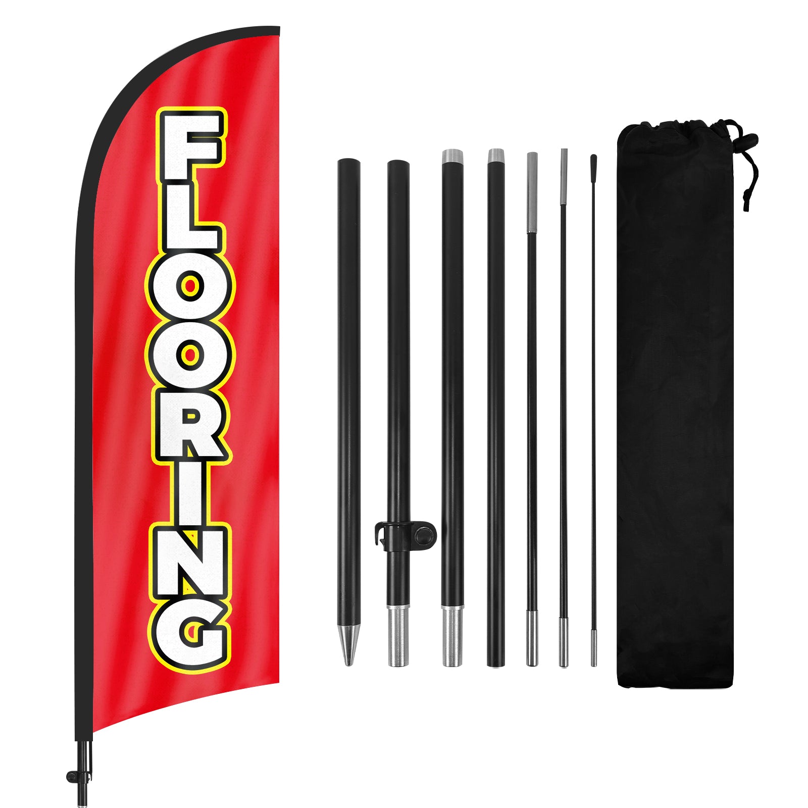 8ft Flooring Red Feather Flag with Pole and Stake
