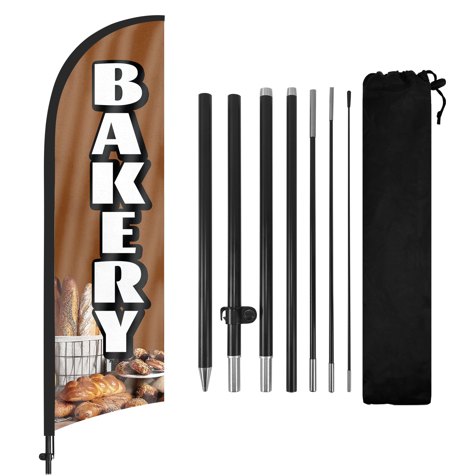 8ft Bakery Brown Feather Flag Kit with Pole and Stake