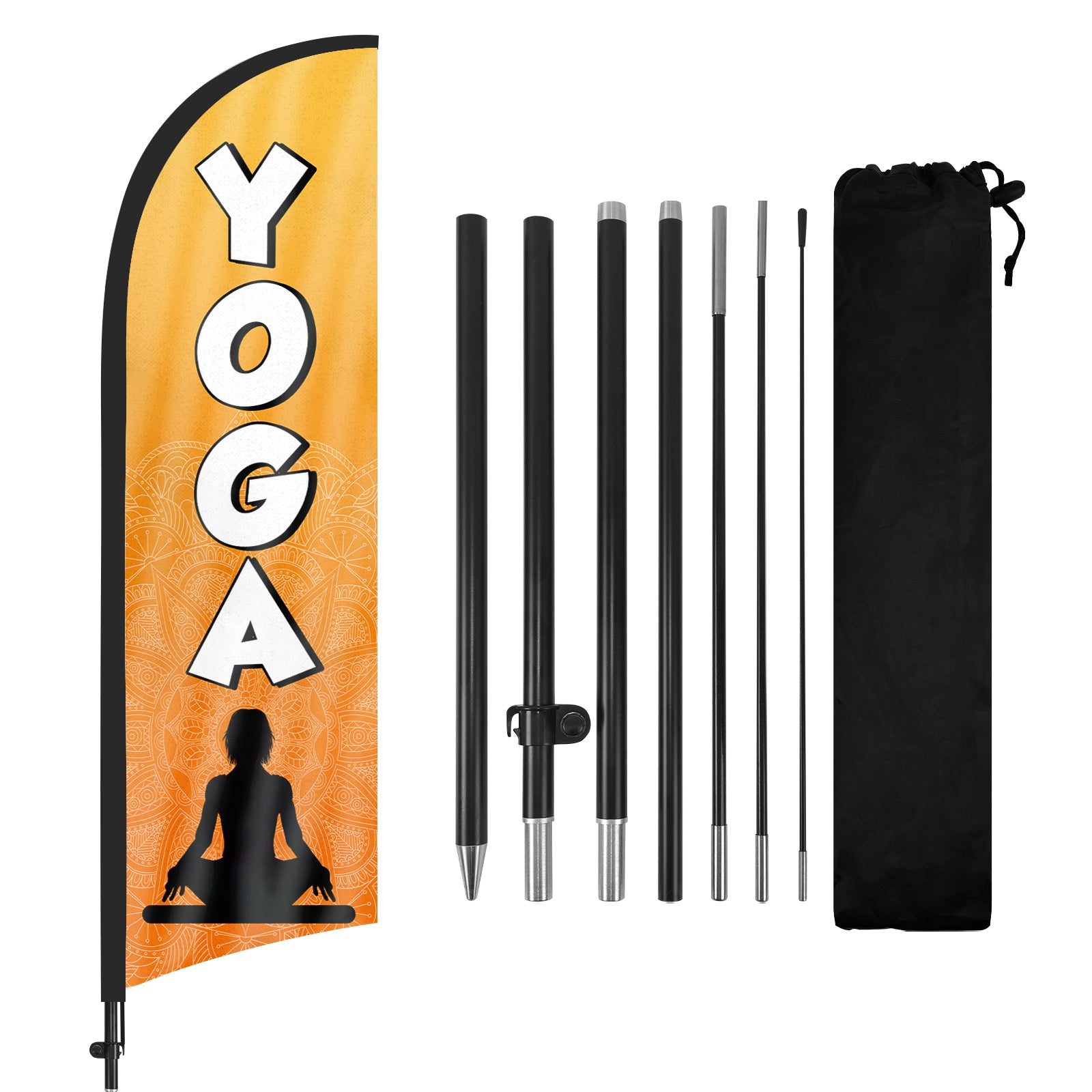 8ft Yoga Yellow Feather Flag with Pole and Stake