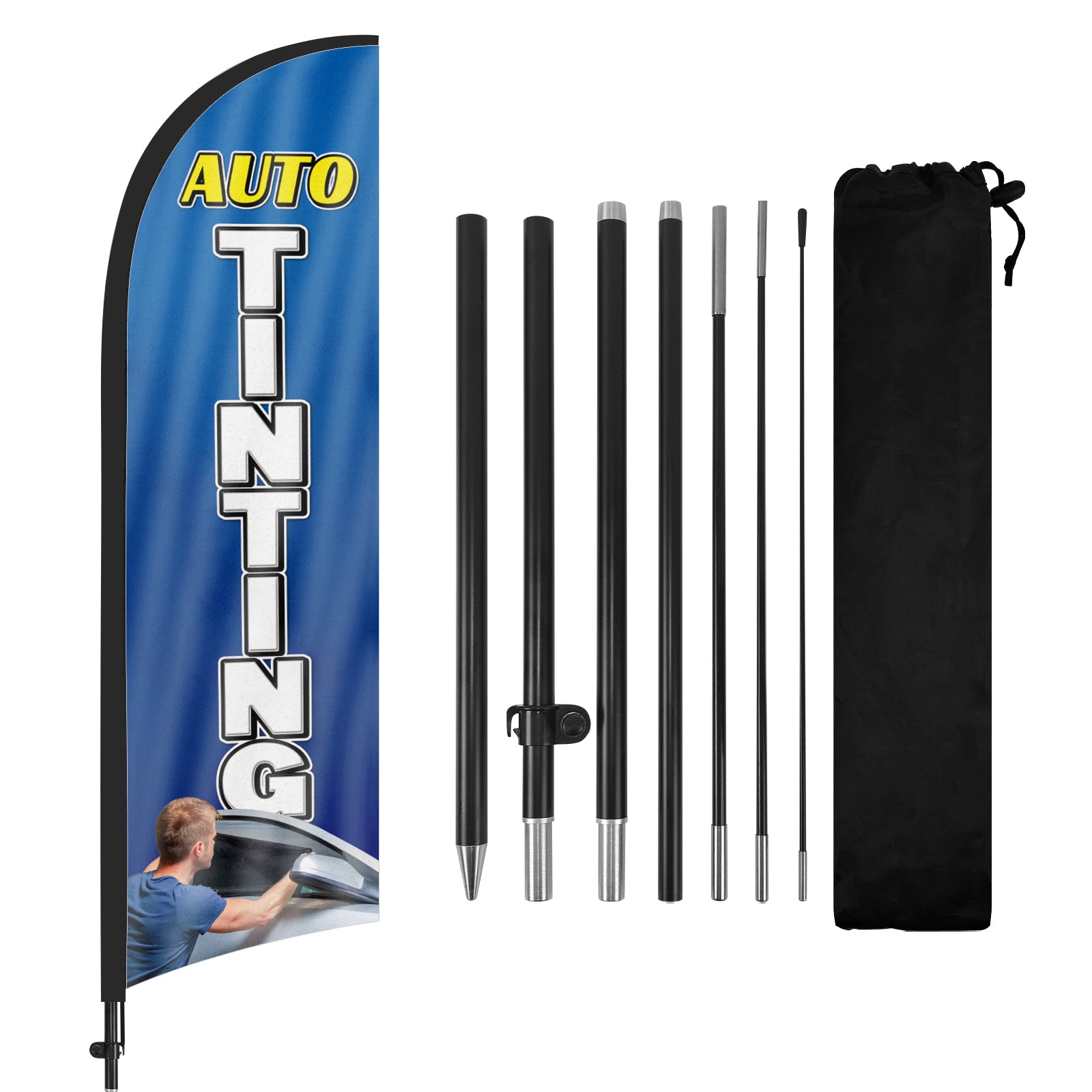 8ft Auto Tinting Feather Flag with Pole and Stake