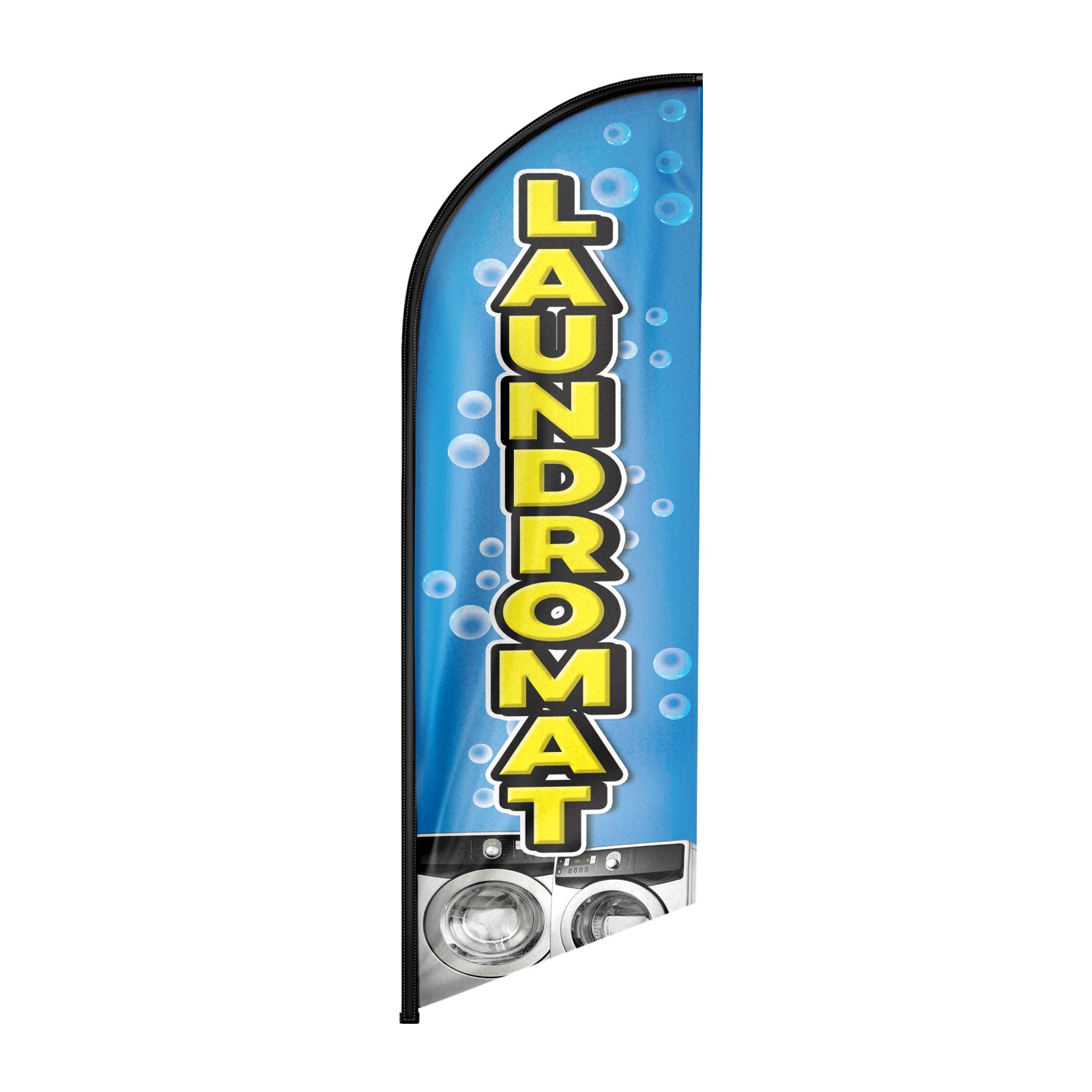 Laundromat Signs-8ft Blue Laundromat Feather Flag for Business（Flagpole Not Included）