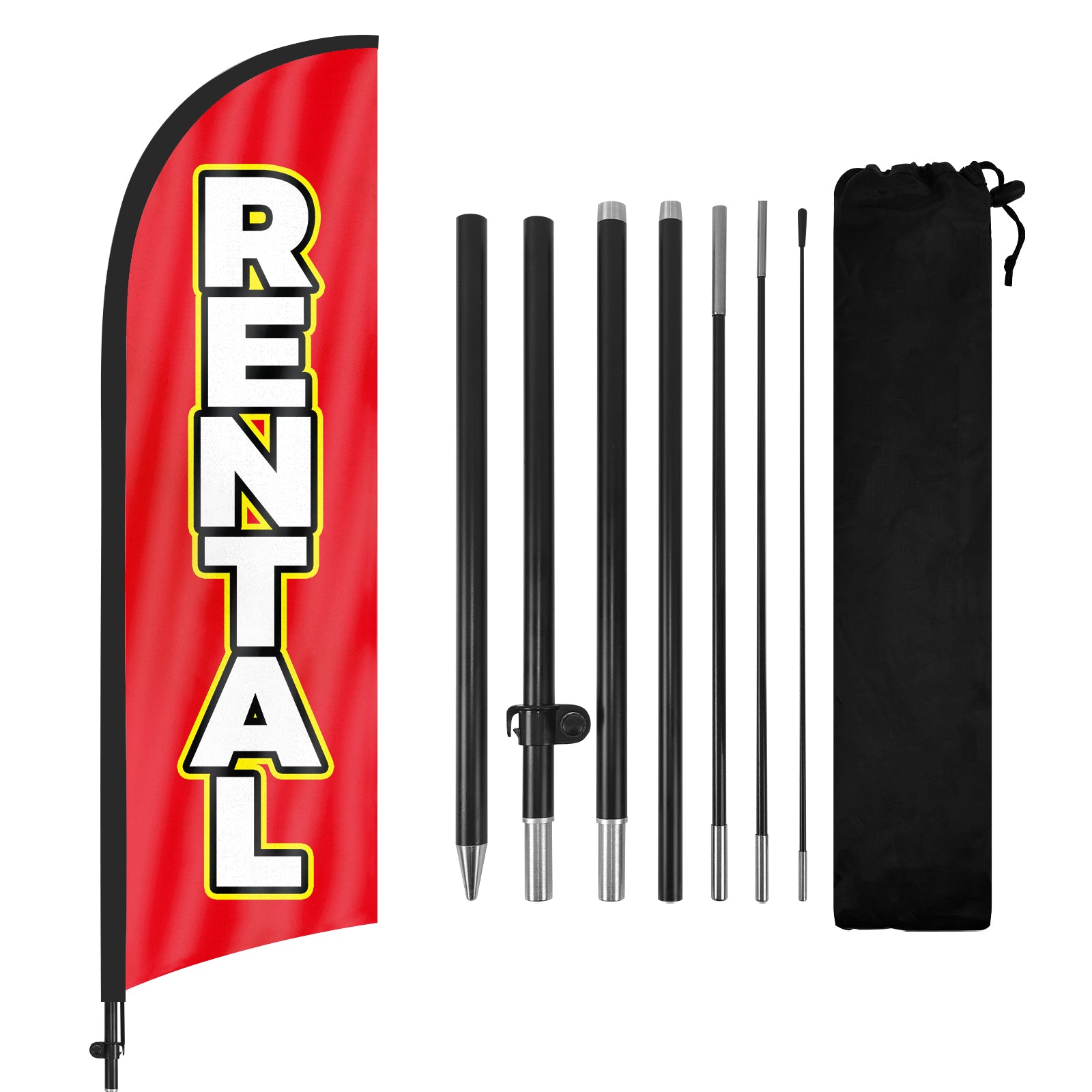8Ft Rental Red Swooper Flag Feather Flag Pole Kit
