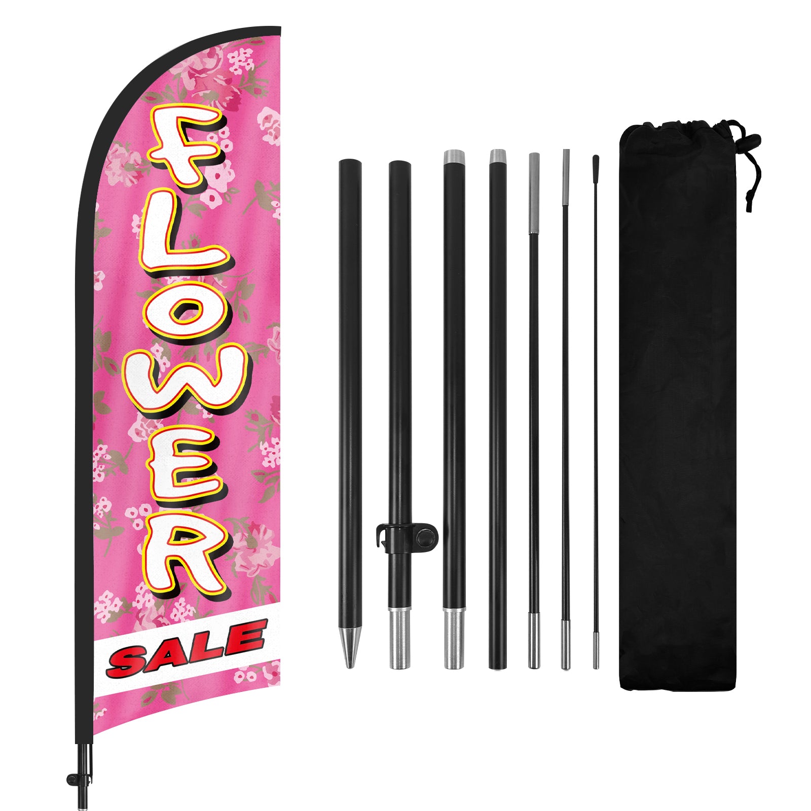 8ft Flower Feather Pink Flag with Pole kit
